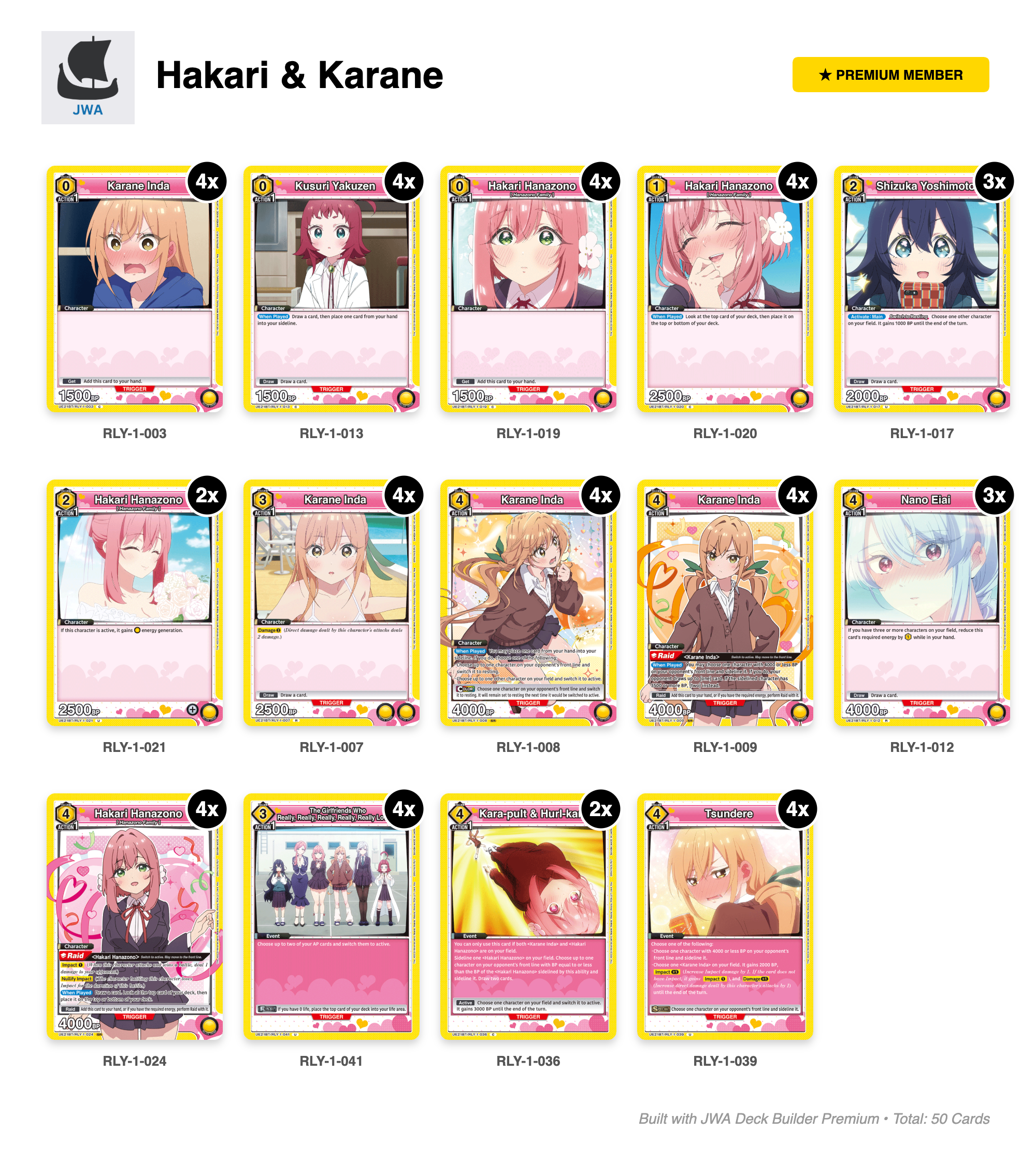 The 100 Girlfriends Who Really, Really, Really, Really, REALLY Love You Deck List