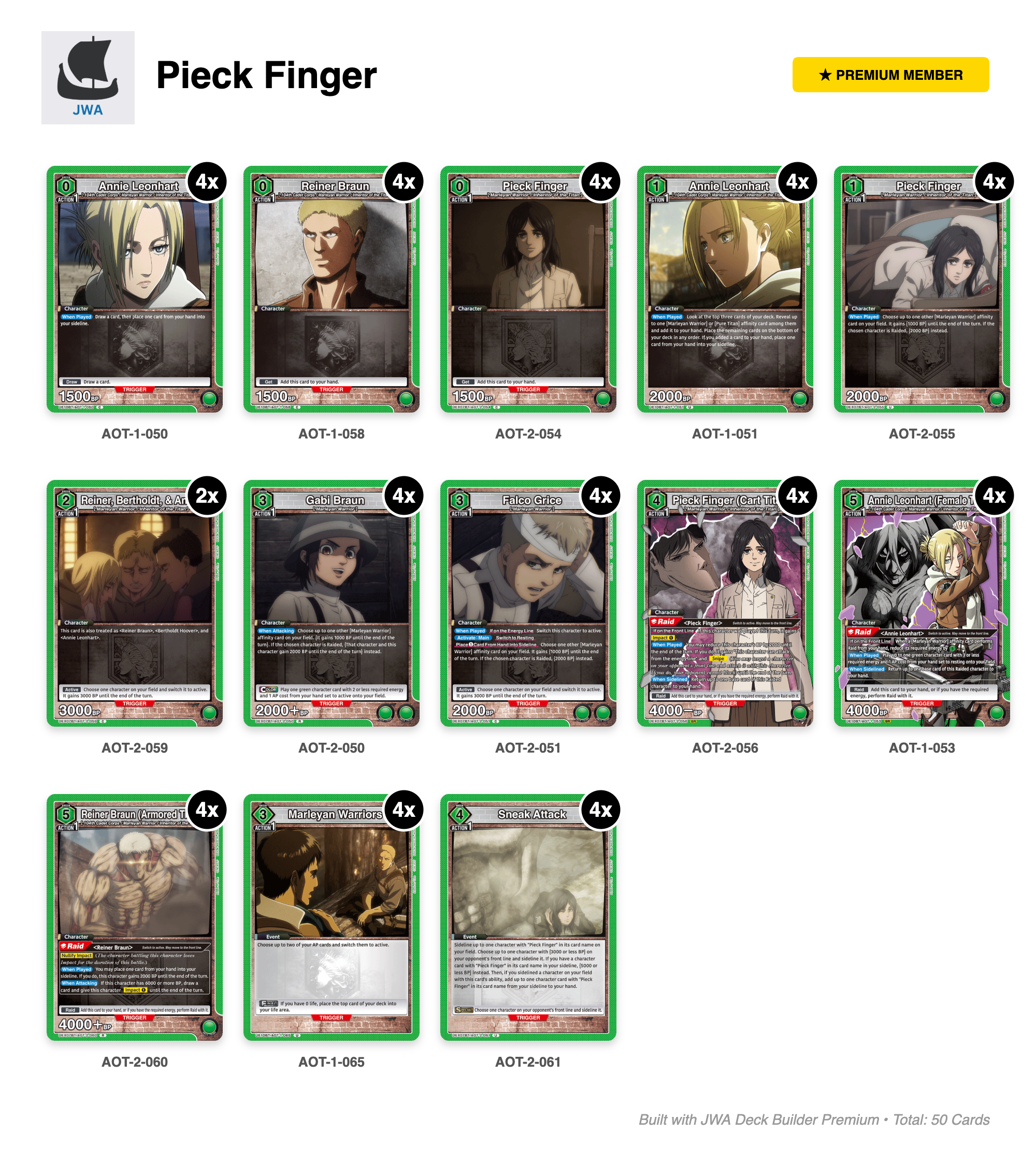 Attack on Titan Deck List