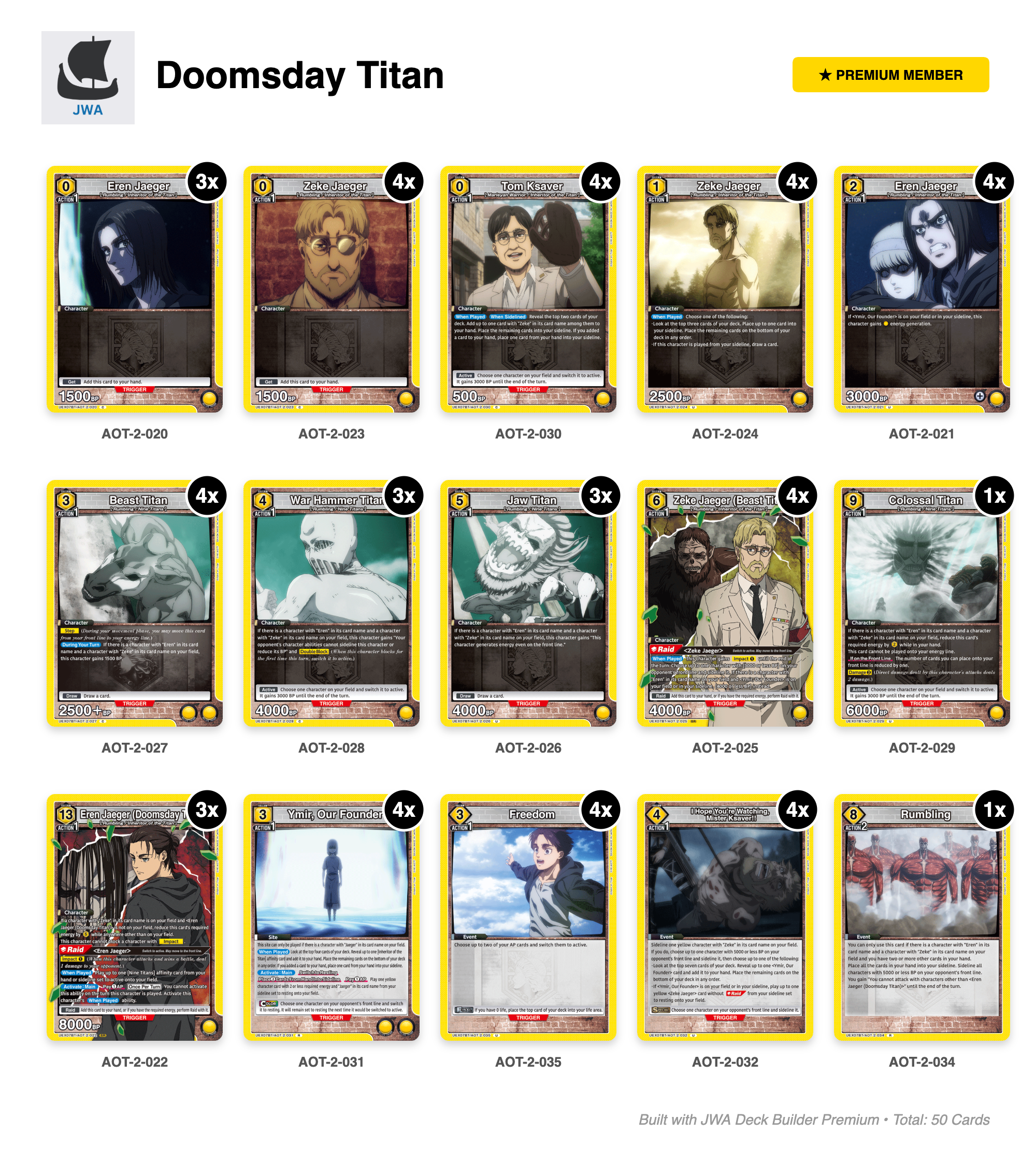 Attack on Titan Deck List