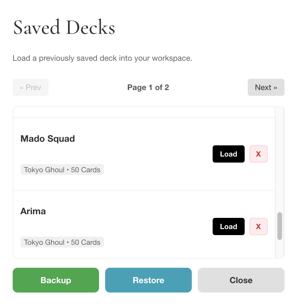 Saved Decks JWA Premium View