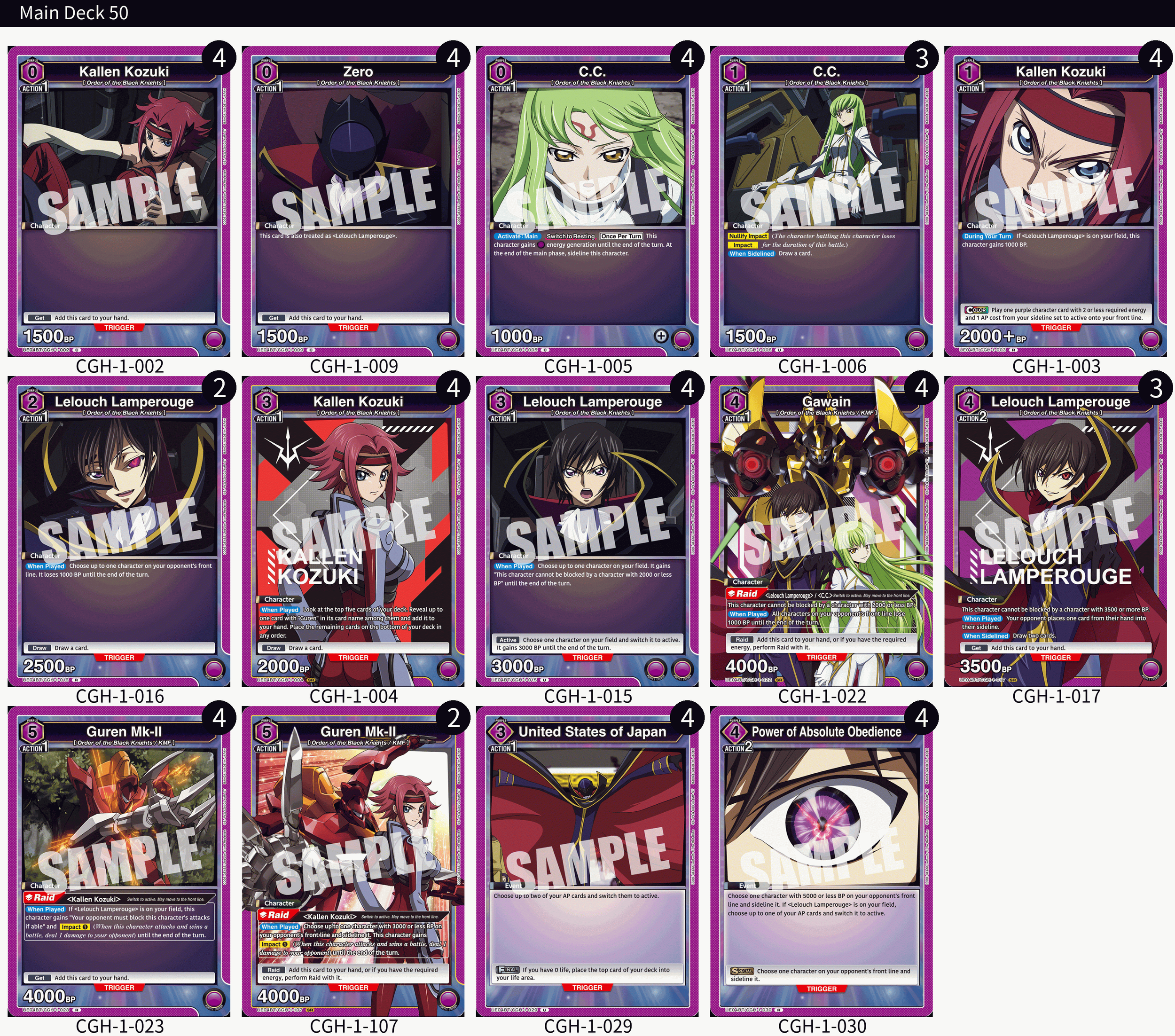 UNION ARENA: Code Geass Purple Deck List & Guide — Joseph Writer Anderson