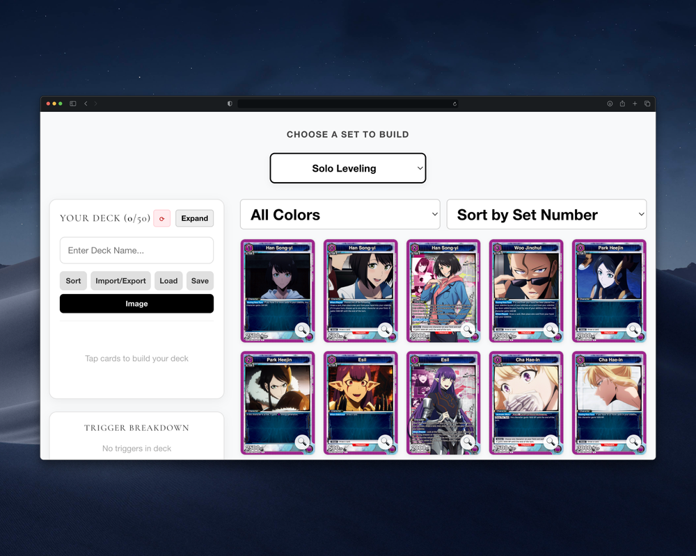 UNION ARENA Deck Builder