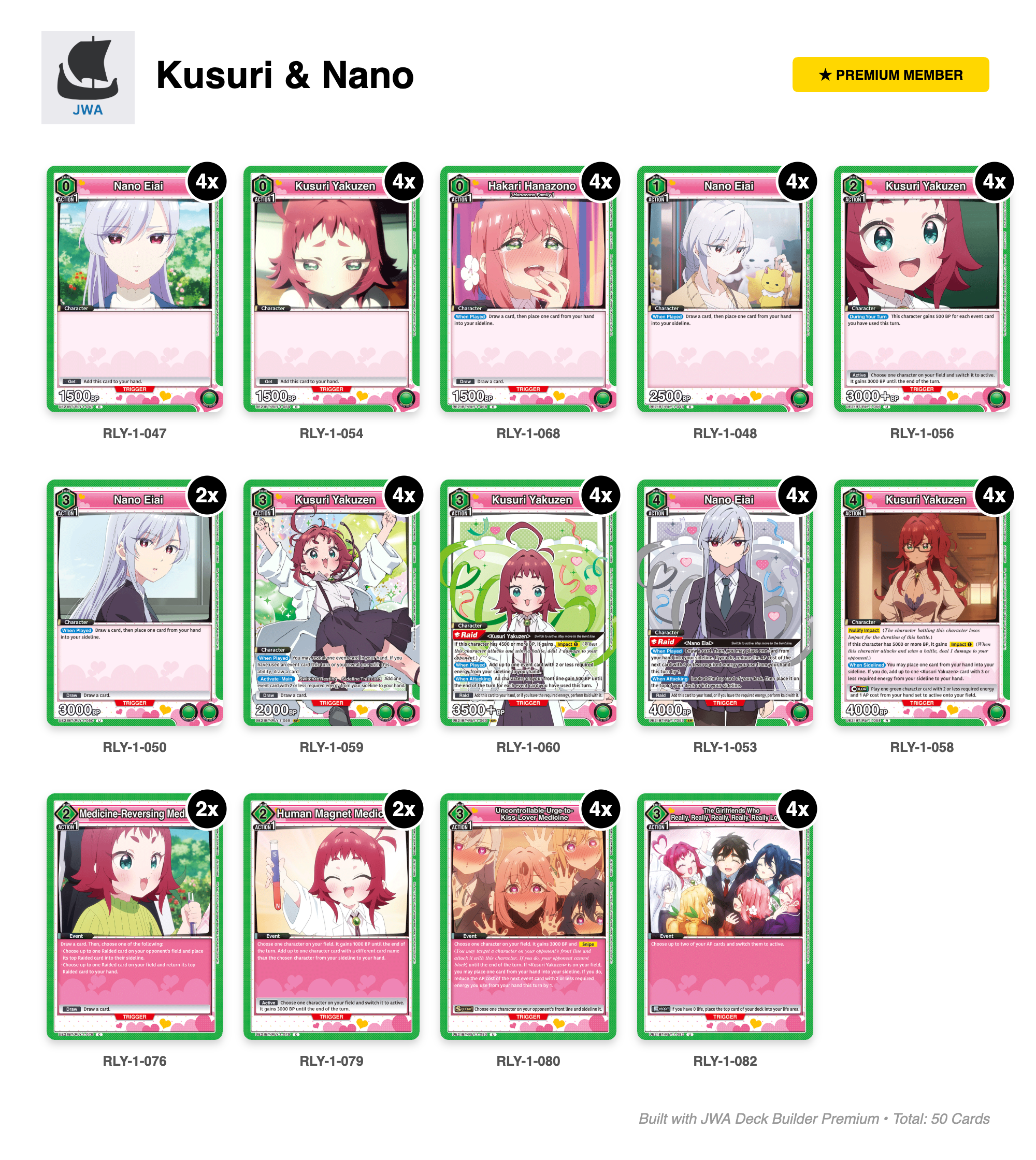 The 100 Girlfriends Who Really, Really, Really, Really, REALLY Love You Deck List