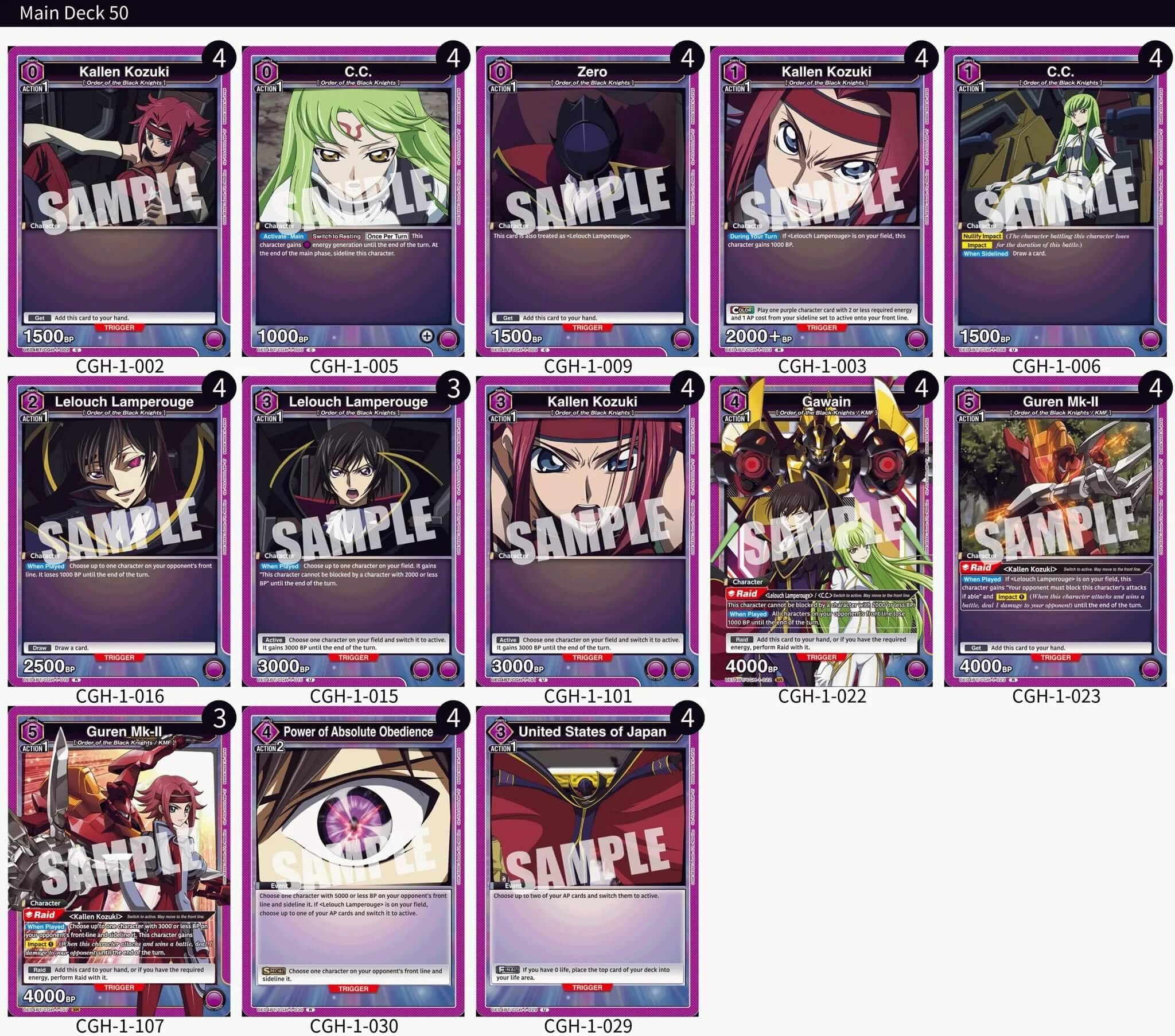 Code Geass Characters List