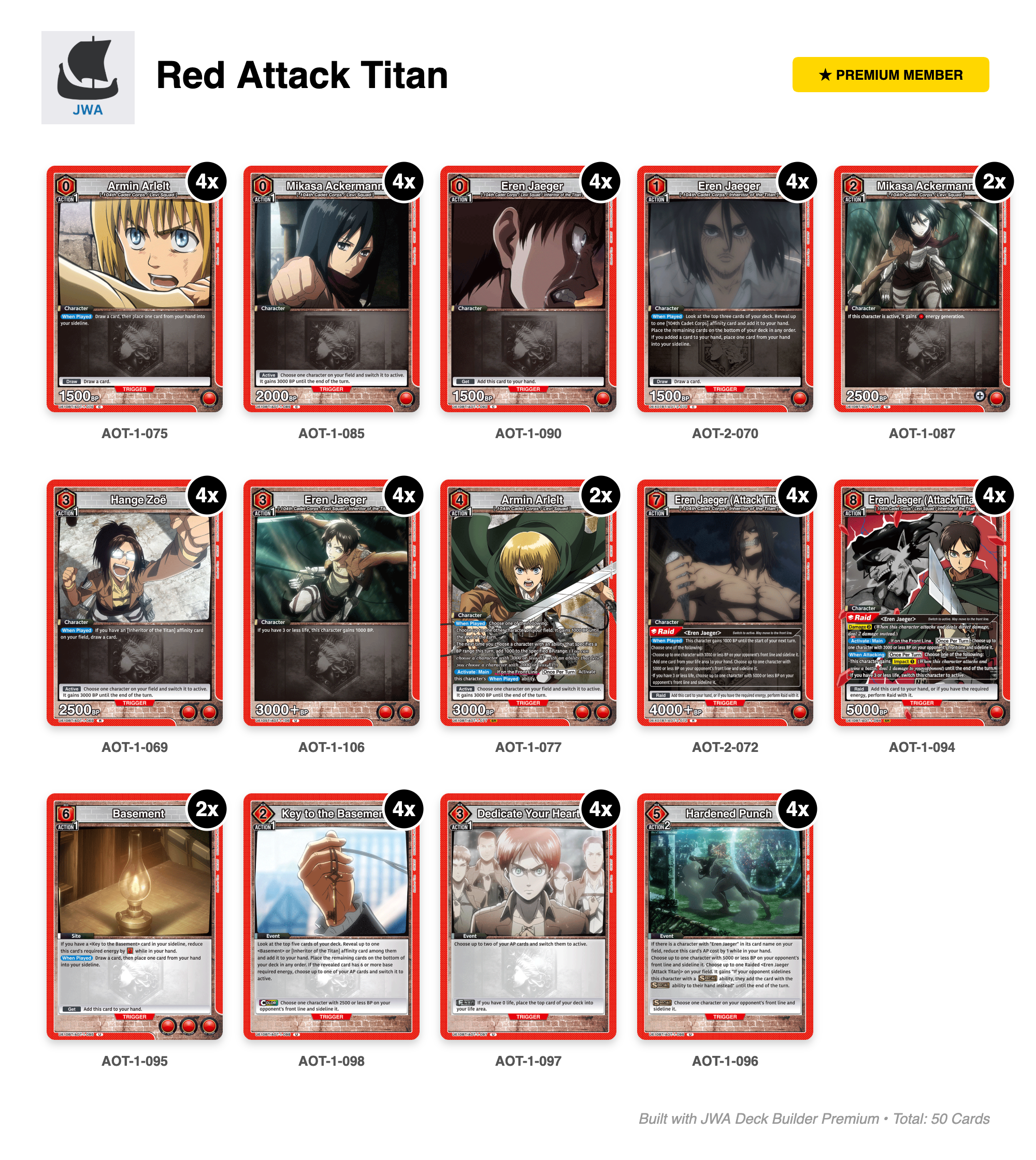 Attack on Titan Deck List