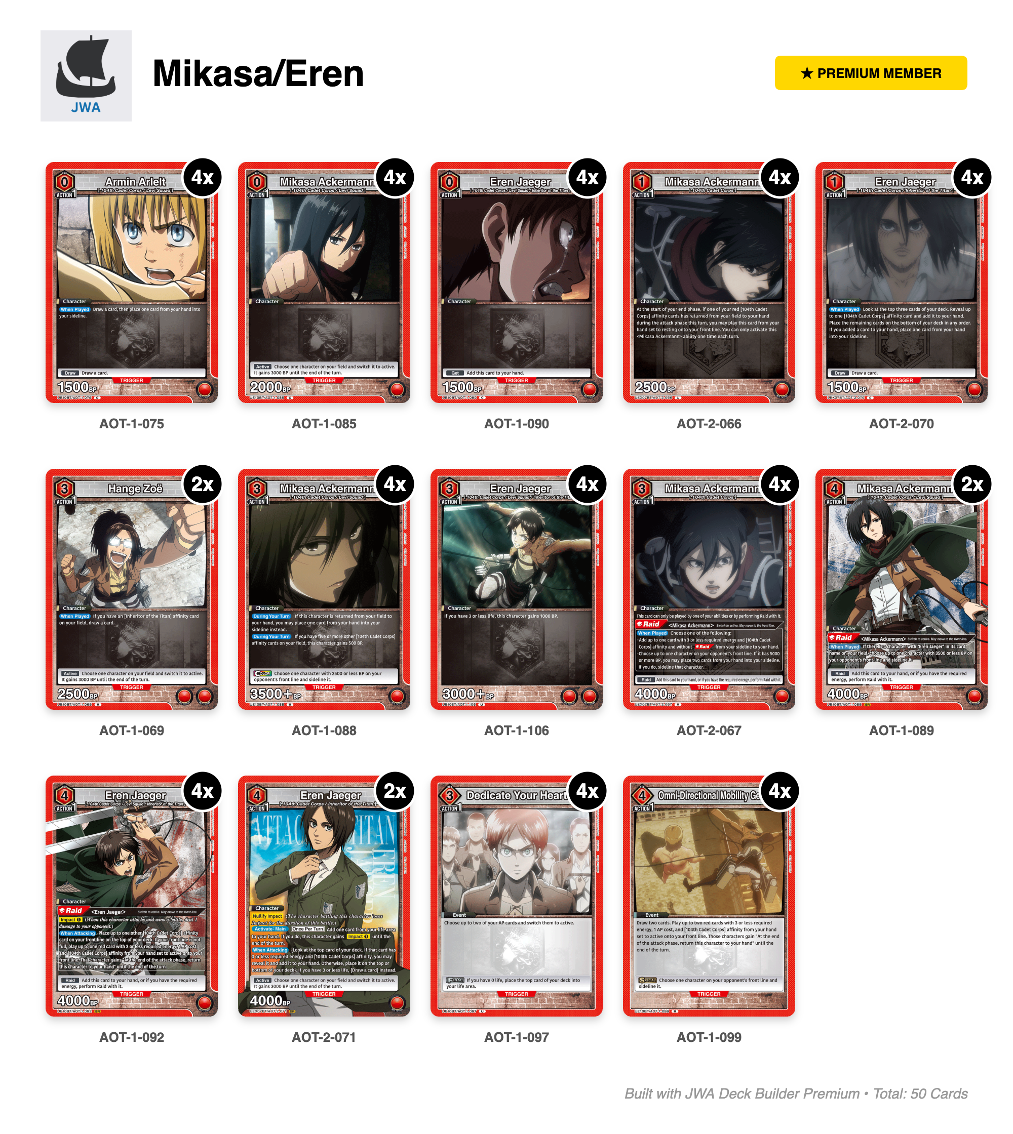 Attack on Titan Deck List