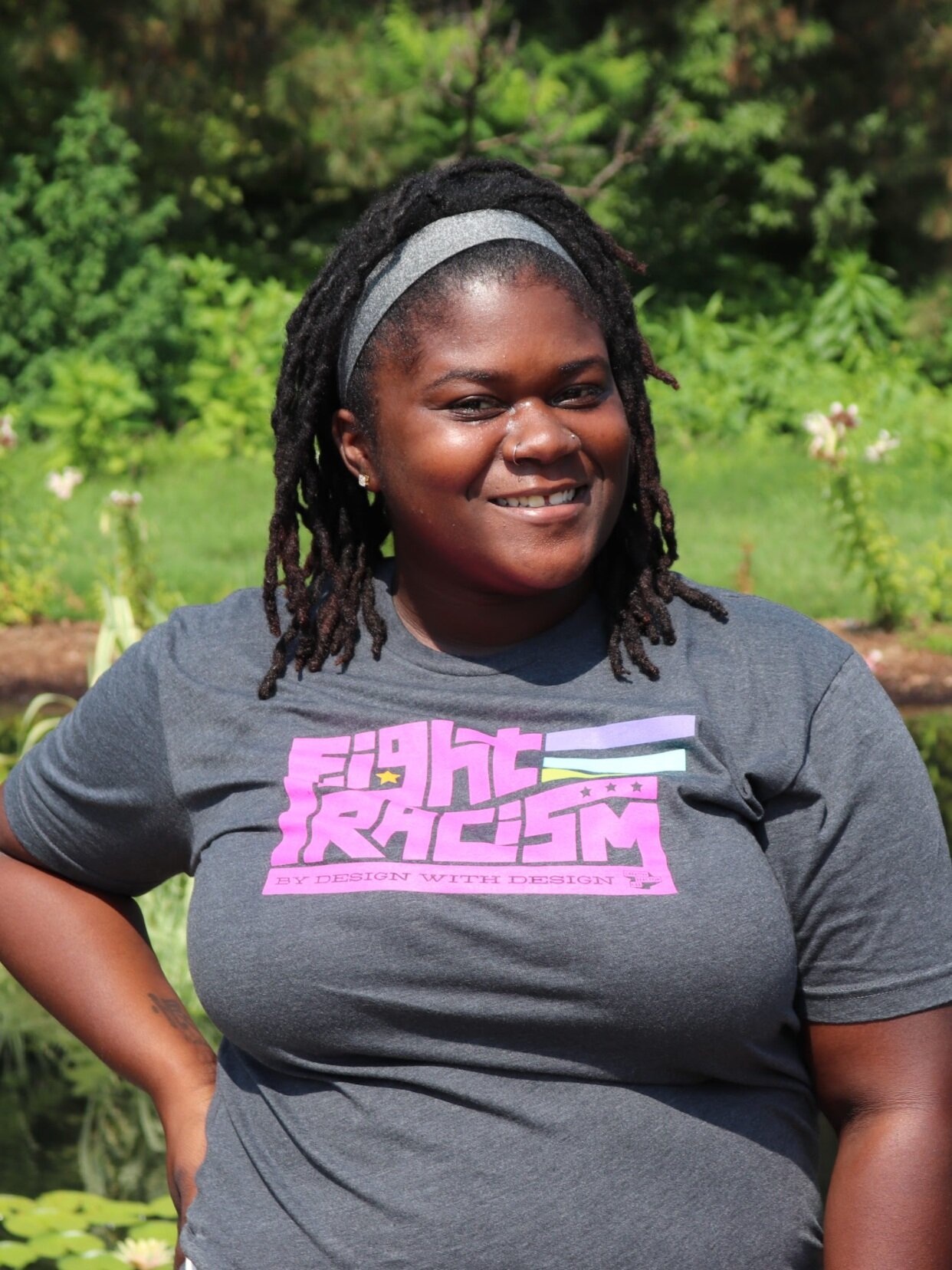 CRXLAB Youth wearing Fight Racism by Design with Design Full Color T-Shirt