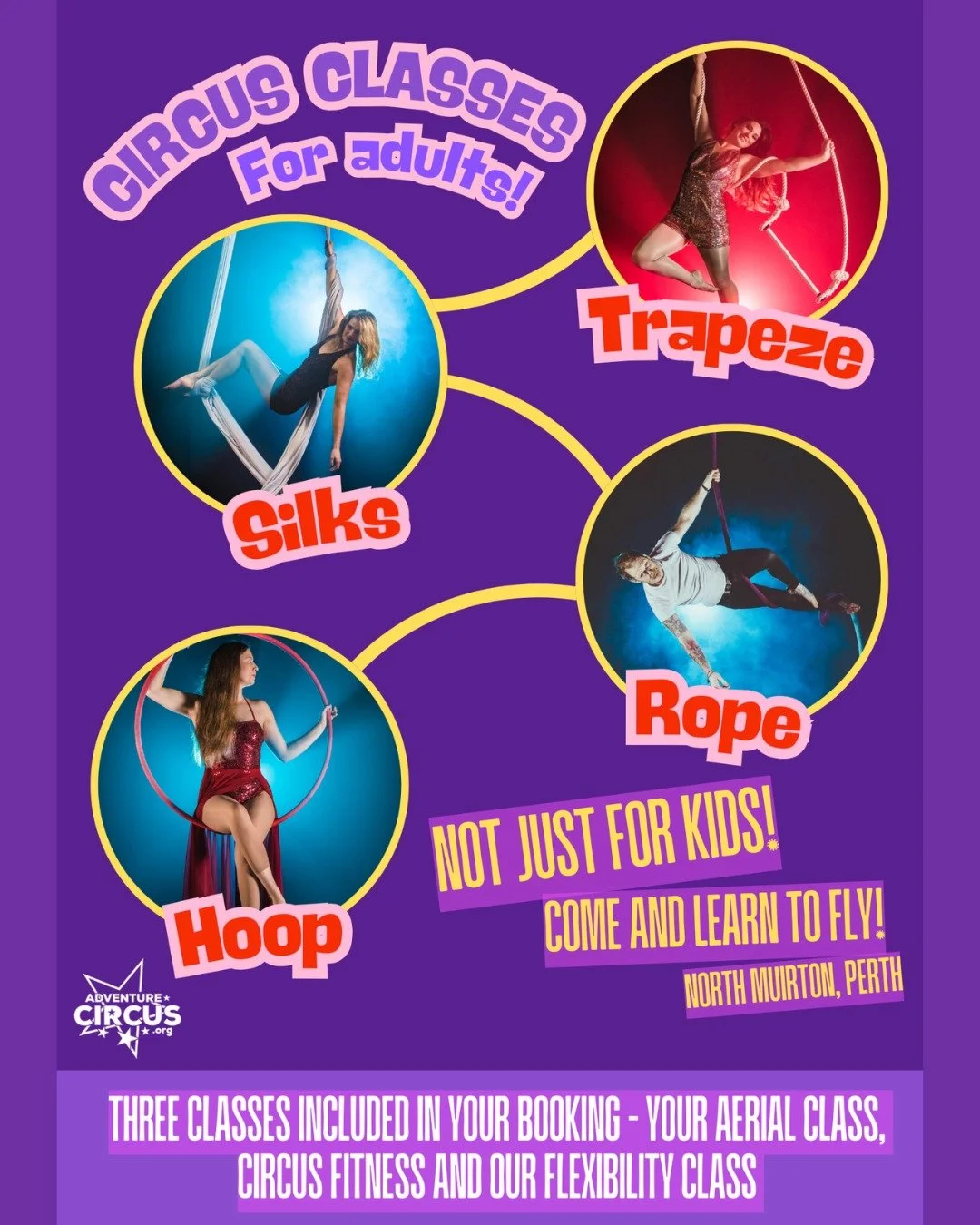 Adults! Circus skills are most definitely for you too!

We can&rsquo;t wait to meet you for your first class, give our post a swipe to find out more.

It&rsquo;s one of the best fitness choices you can make, and a perfect fit if you find the gym repe