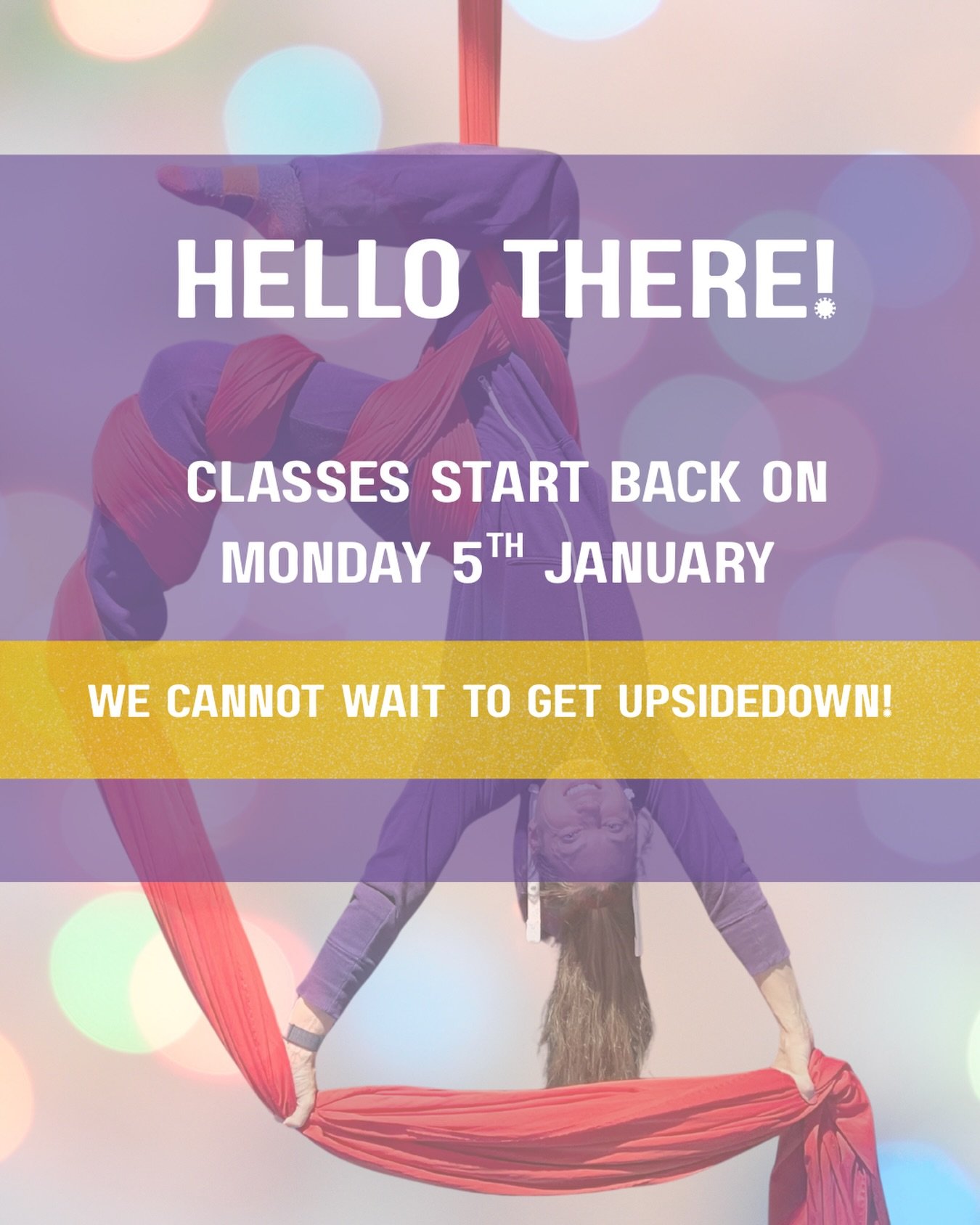 Welcome all to your best year of circus adventures!

Whether you are joining us for the first time, or back for your 11th year, then we are so excited for you!

Our team are back tomorrow with

Hula hoop
Aerial hoop
Aerial silks
Aerial hammock
Club p