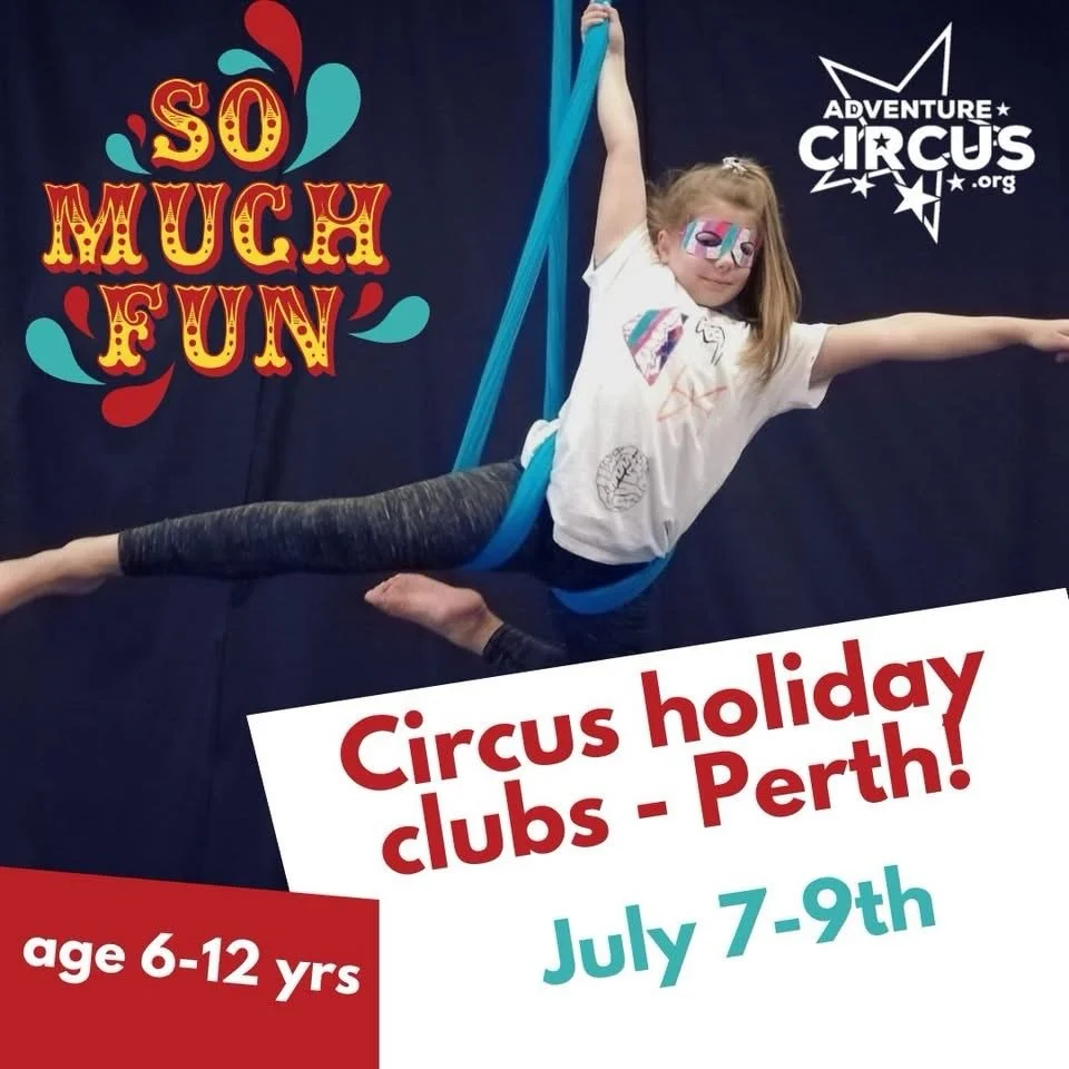 The Adventure Circus holiday club is now open for booking! &pound;125 per child 🎪

🟣 7-9 July (Tue - Thu)
🟣 10am until 4pm each day
🟣 20 spaces available
🟣 Age 6-12 years (must have completed P1)
🟣 &pound;125 per child 
🟣 North Muirton, Perth 