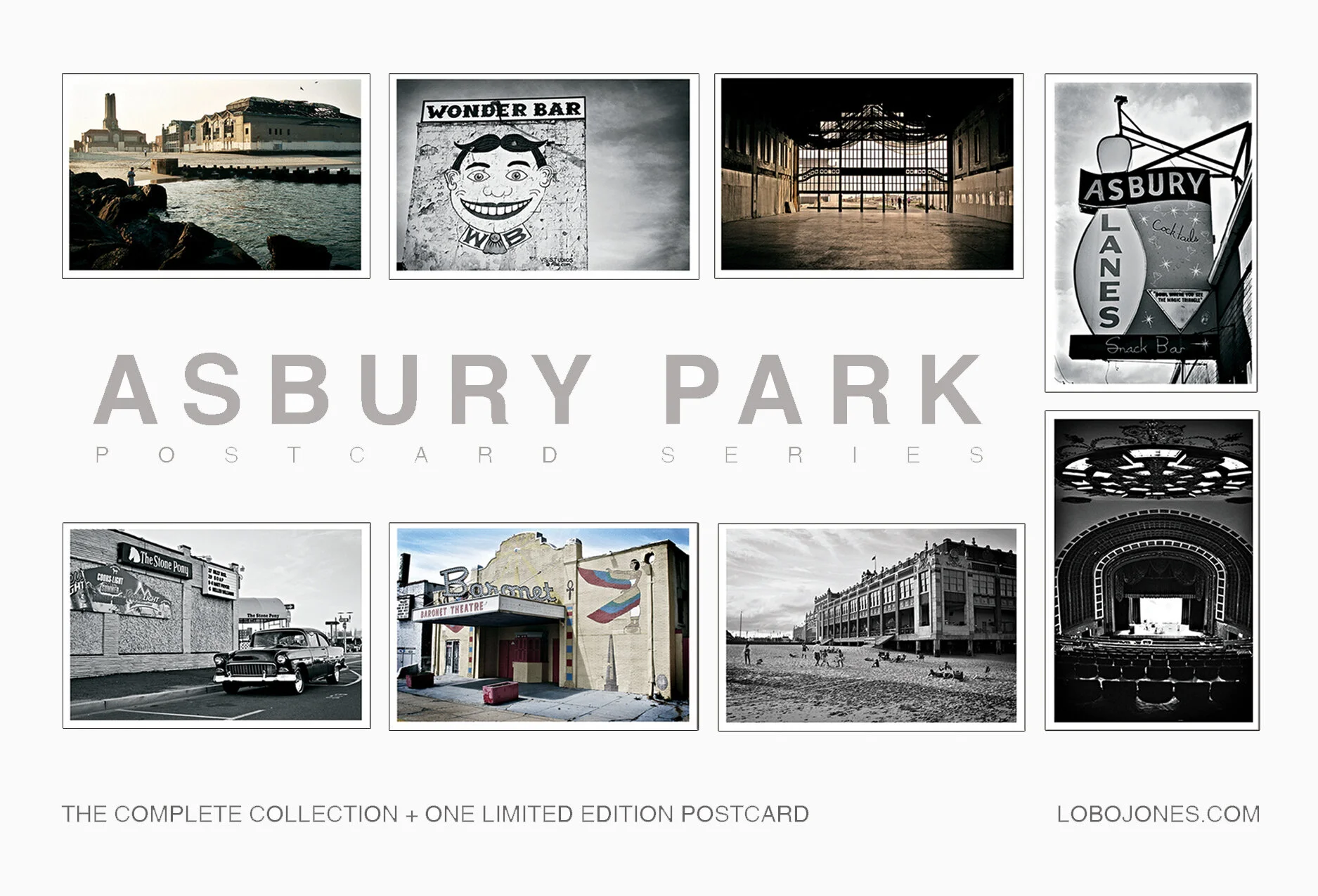 SHELTER HOME / ASBURY GALLERIA  Still Photography & Design  Released in the summer of 2011, the eight part Asbury Park Postcard Series features iconic Asbury Park landmarks & scene-scapes. An additional signed & numbered limited run postcard, "Conven