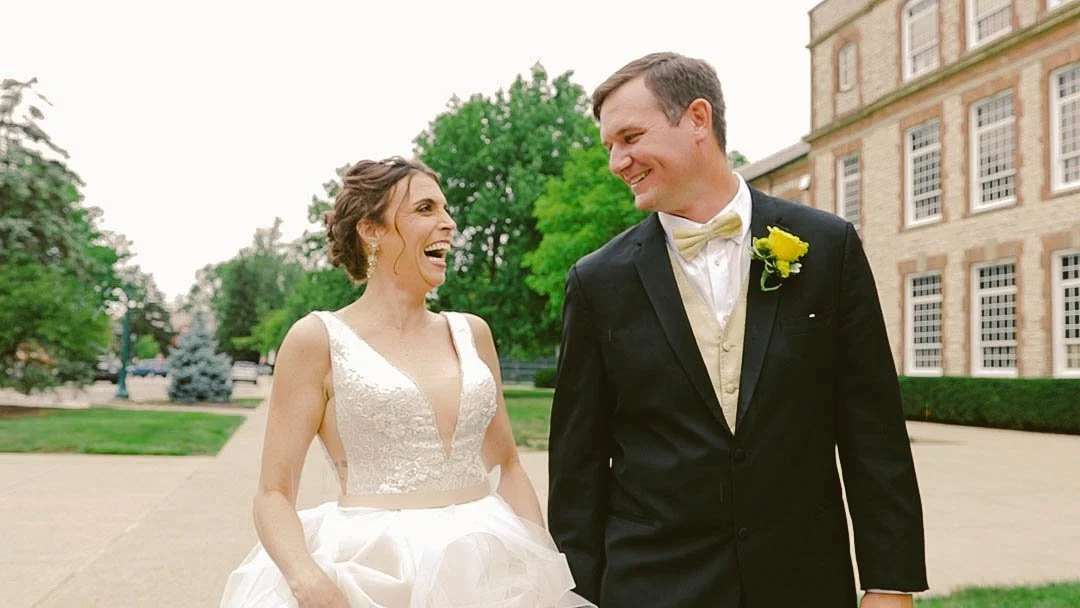 Bride and Groom laughing