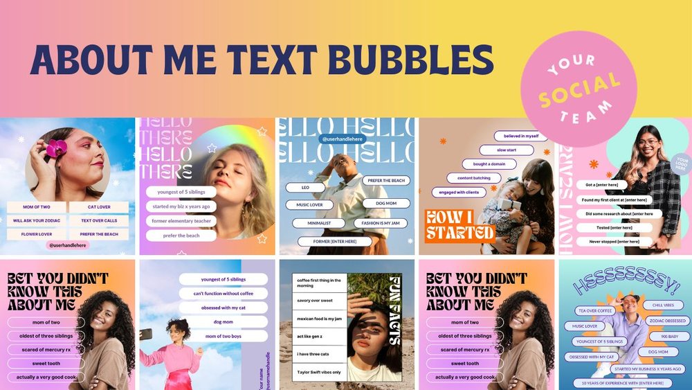 About Me Text Bubbles - Your Social Team - 3 Ways to Get More Engagement on Your Static Instagram Posts - Instagram Expert and Social Media Coach.jpg