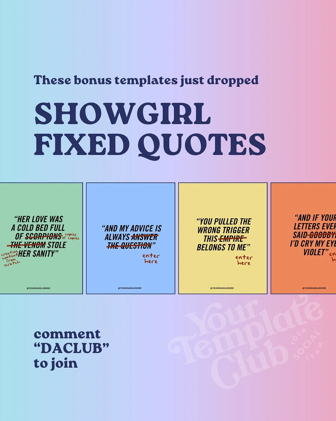 ❤️&zwj;🔥❤️&zwj;🔥❤️&zwj;🔥❤️&zwj;🔥 This bonus just dropped inside @yourtemplateclub! 

More templates inspired by The Life of a Showgirl are inside Your Template Club now
.⁠
&rarr; Comment &ldquo;DACLUB&rdquo; to get access to these + over 3,000 te