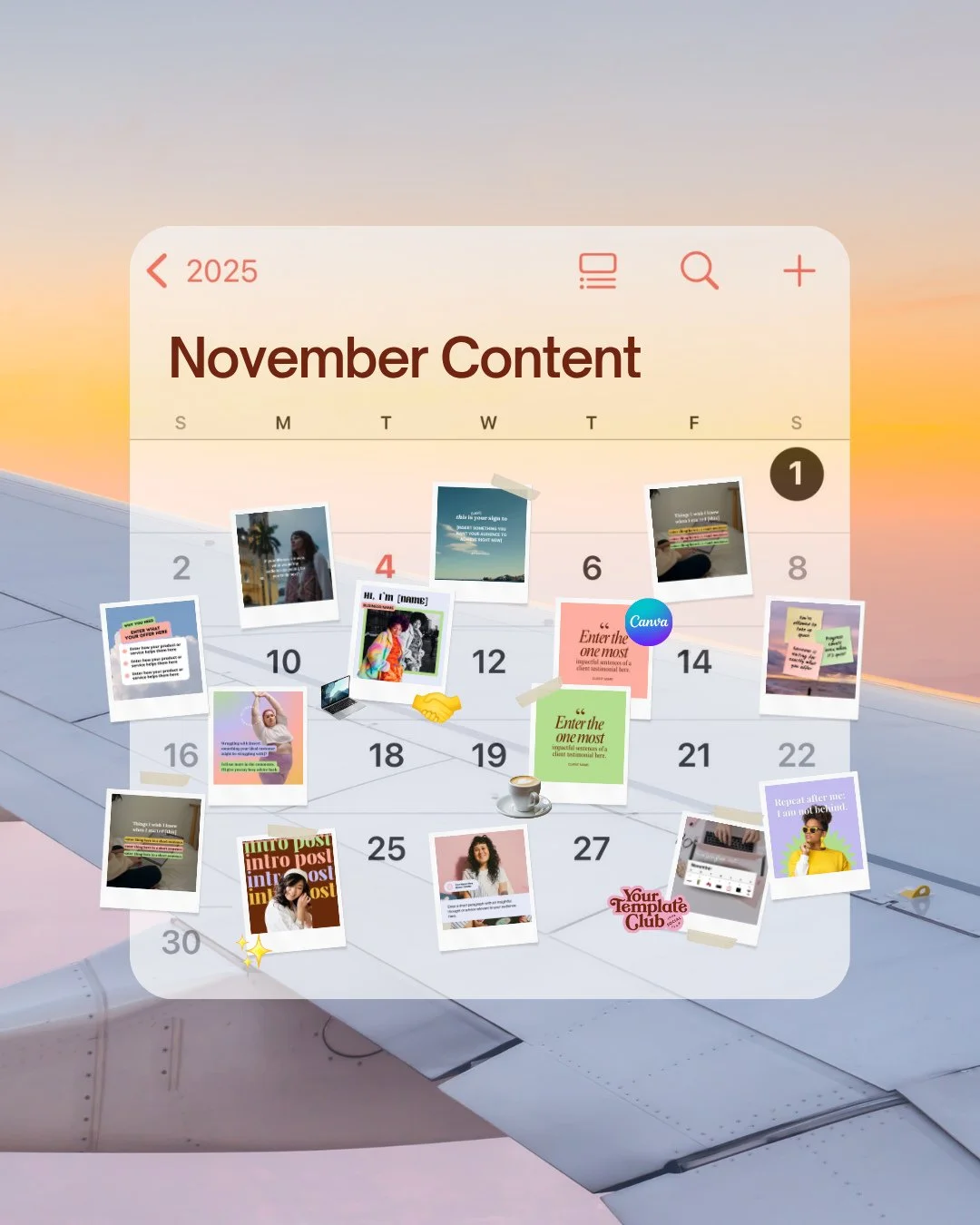 Still trying to figure out what to post this month? Our November Monthly Content Pack is available inside @yourtemplateclub 🔥 ⁠
⁠
These packs include a Content Calendar for the whole month that we create and batch with our existing Canva templates f