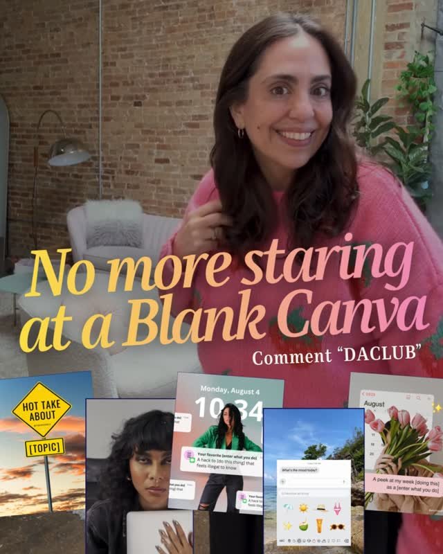 Your time is too valuable to spend it staring at a blank @Canva image. Want your content to be entertaining and post trends early? Comment &ldquo;DACLUB&rdquo; to learn more. 💃🏻
