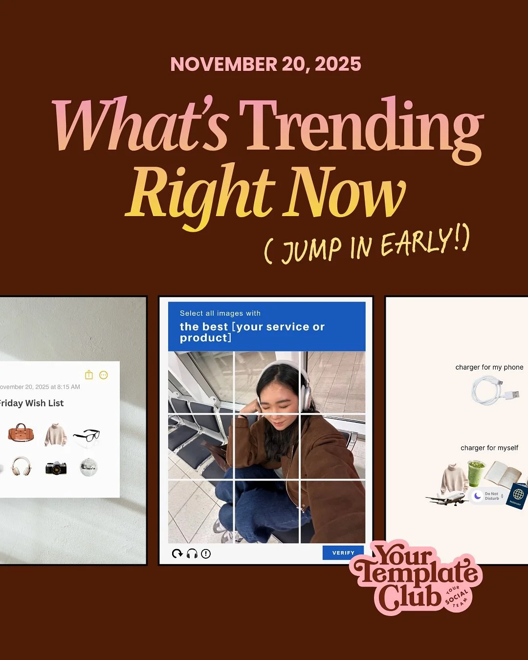 These trends are hot right now, and super easy to use for any niche. Customize with your photos or photos of your services, team or products and have trending content early.⁠
⁠
Comment &ldquo;DACLUB&rdquo; to join @yourtemplateclub and access these w
