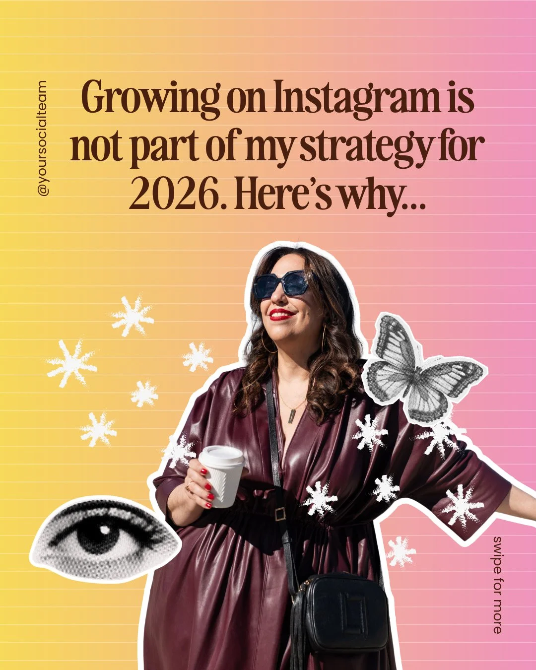We're leaving the goal of growing followers in 2025. I much rather post content I love, that represents my business well and focusses on people, not the algorithm.⁠
⁠
If we're able to grow, great. If not, no problem.⁠
⁠
Who is with me?