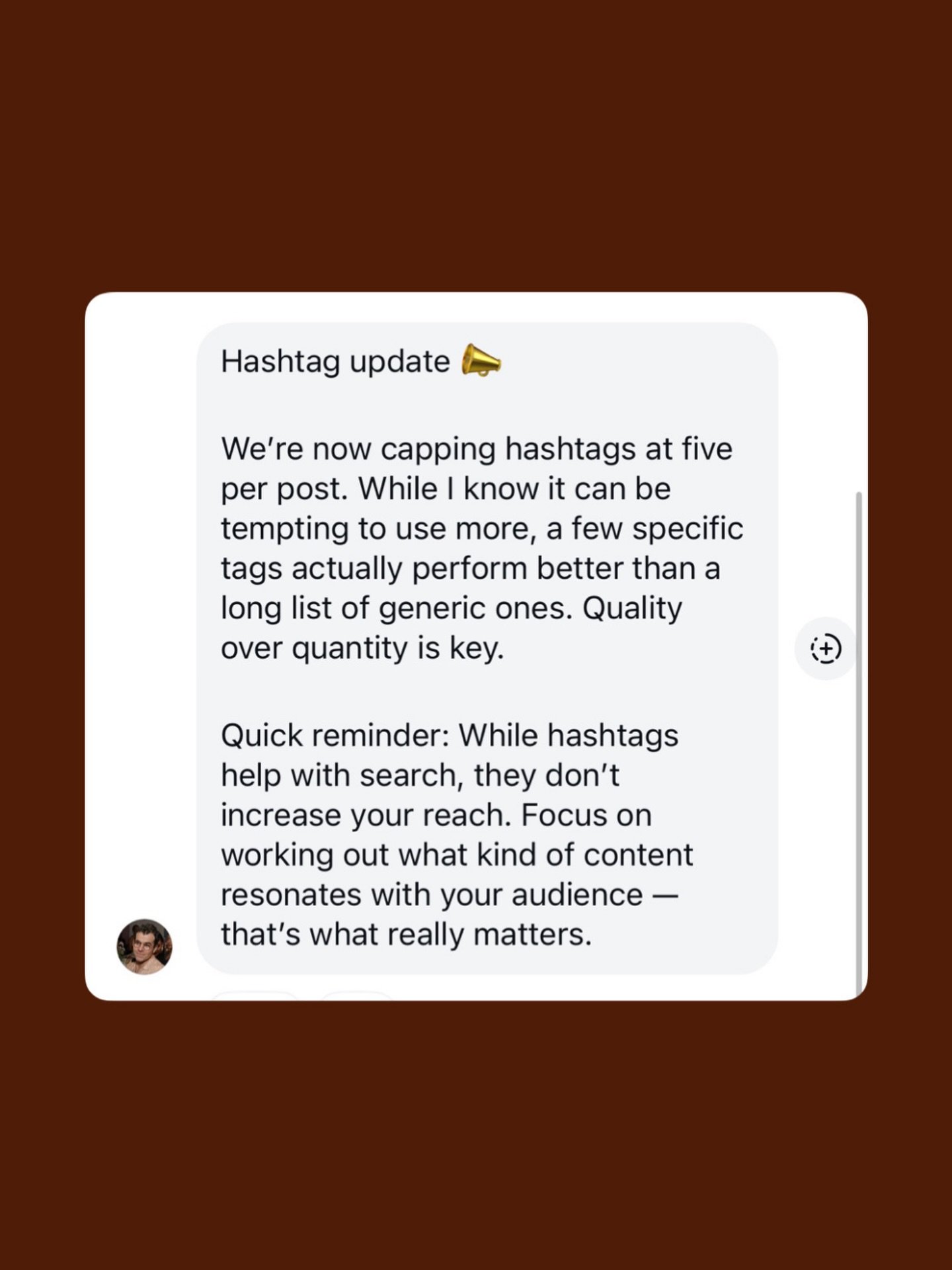 ✨Hashtag Update ✨ By @mosseri an Instagram themselves. From the @meta team via email: 

&ldquo;Starting this week, you&rsquo;ll be able to add up to 5 hashtags in the caption of a Reel or post (vs. the previous 30.)

🤓Why?
Our research shows that us