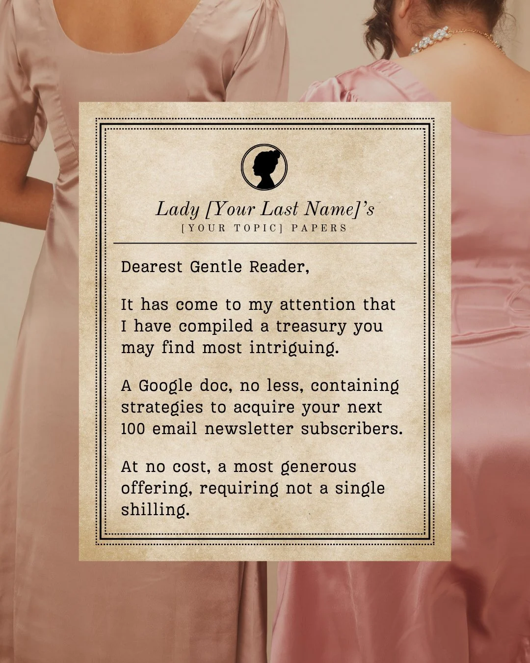 Simply comment &ldquo;100SUBS&rdquo; below, and this treasure of digital marketing shall be yours, without so much as a tip to the modiste.⁠
⁠
And happy Bridgerton Day to all who celebrate!⁠
⁠
PS: These templates just dropped at @yourtemplateclub⁠
⁠
