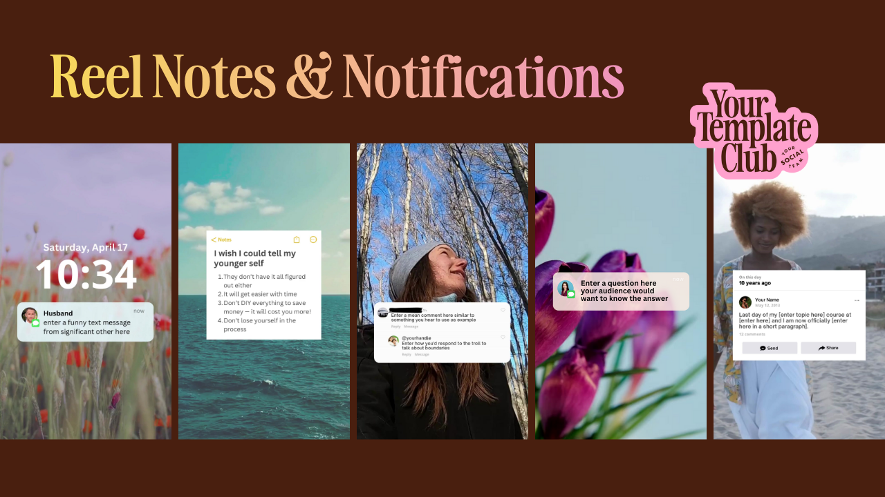 Reel Notes &amp; Notifications - Canva Templates for Instagram