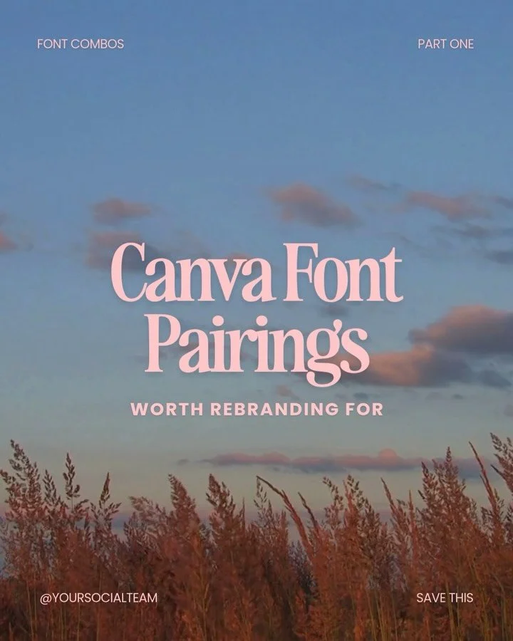 Canva font combos worth rebranding for. Part one.⁠
⁠
After creating more than 3,000+ templates and doing nearly 5,000 posts for this account, I&rsquo;ve tested basically every Canva font combination that exists.⁠
⁠
The font pairings that make your co