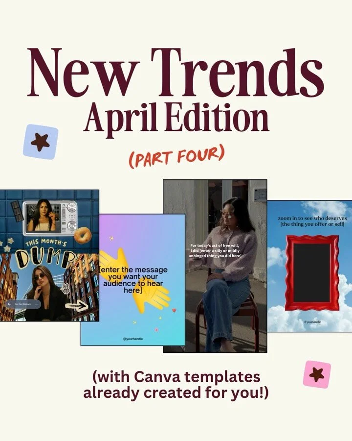 NEW TREND ALERT 🚨 April 2026 - part 4 👇⁠
⁠
These aesthetic and interactive posts, Reel and carousels will only take you minutes to create with our templates.⁠
⁠
And you can create all of these in Canva:⁠
⁠
🌟 Trend 1: &ldquo;Swipe to Reveal&rdquo;⁠