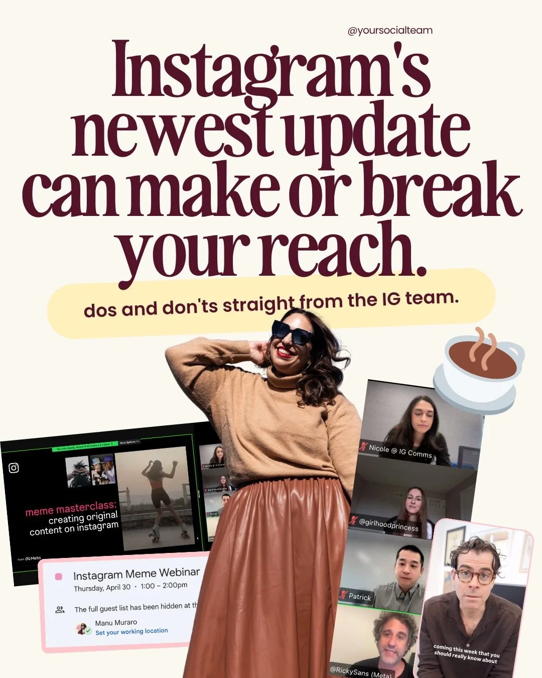 this morning @mosseri announced that instagram will now limit the reach of unoriginal content across feed posts and carousels, not just reels. if the majority of what you post is unoriginal, your account won&rsquo;t be recommended to people who don&r
