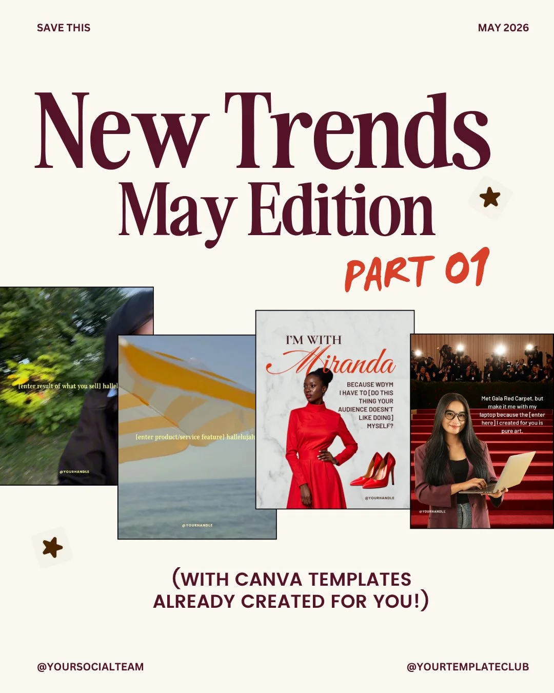 NEW TRENDS 🚨 May 2026 - part 1 👇⁠
⁠
These pop culture-inspired posts are going viral right now, and you can create them in minutes!⁠
⁠
🌟 Trend 1: "I'm With Miranda"⁠
⁠
This trend is going viral right now and it's such a fun one. It's ins