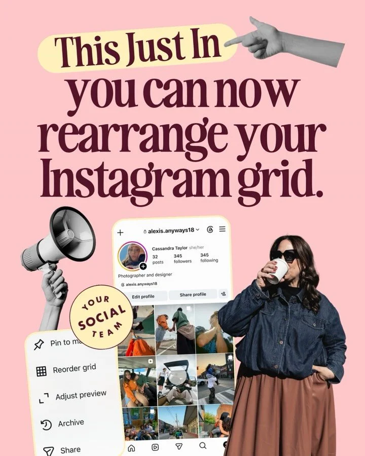 INSTAGRAM NEWS - straight from the IG team 👀✨🔥⁠
⁠
Today Instagram is officially launching the ability to rearrange posts on your profile grid. ⁠
⁠
Instagram gave me early access before it went live so I could share it with you! ⁠
⁠
Here&rsquo;s exa