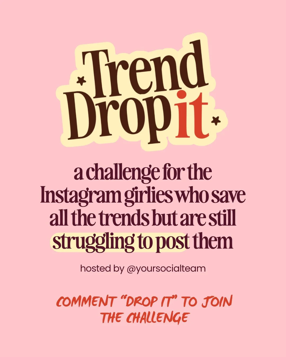 You've been meaning to post more consistently for a while now.⁠
The trends keep coming. You keep saving them. And somehow another week goes by and you're still struggling with posting. 😩⁠
⁠
This challenge exists for exactly this moment, when you're 