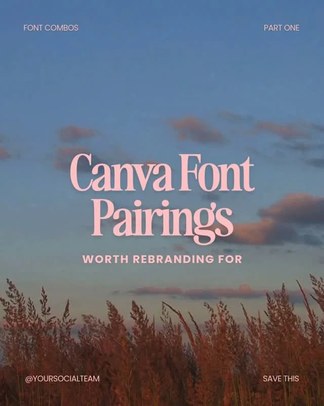 Canva font combos worth rebranding for.  After creating more than 3,000+ templates and doing nearly 5,000 posts for this account, I've tested basically every Canva font combination that exists.⁠
⁠
The font pairings that make your content look like a 