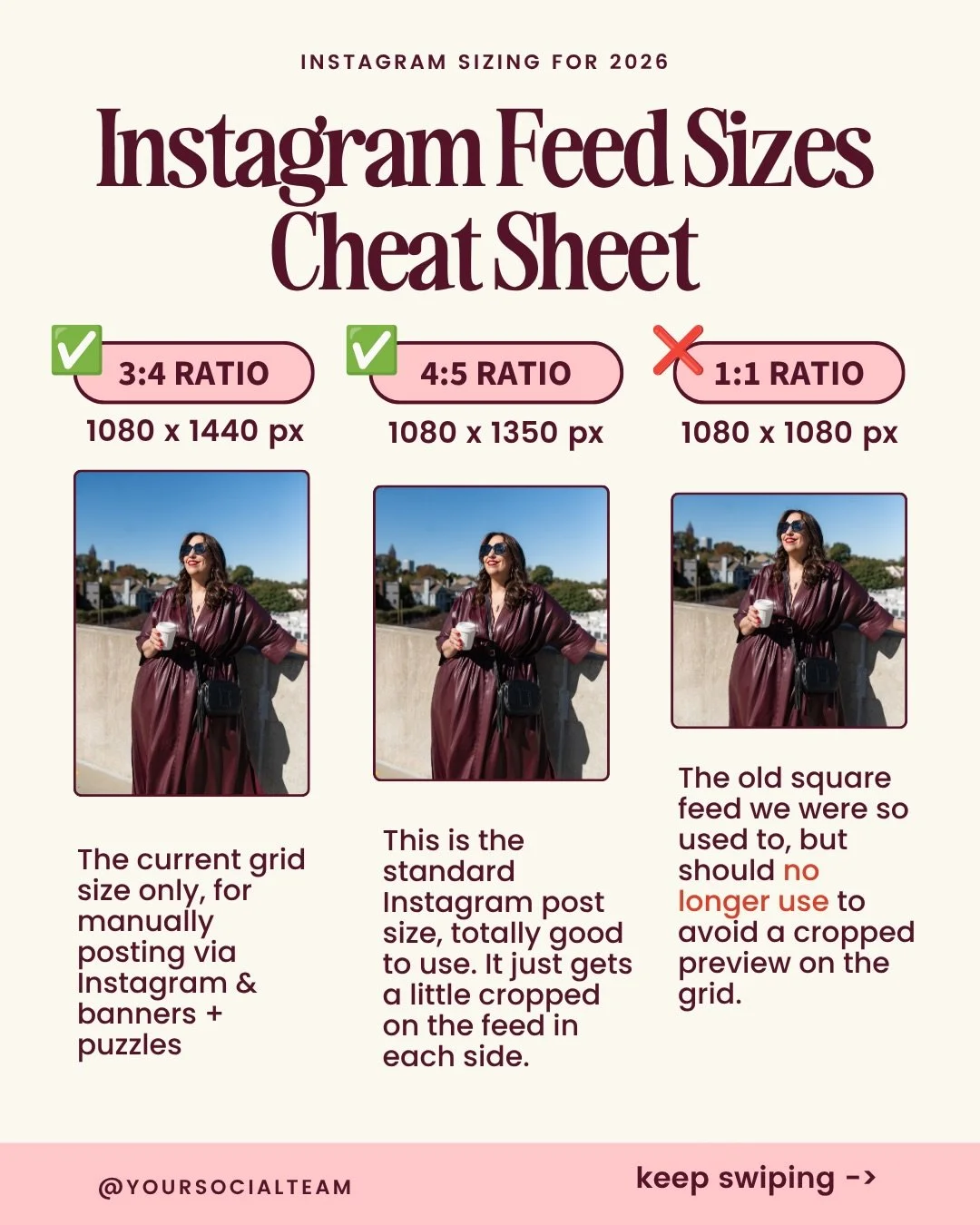 ⚠️ Instagram Content Sizing in 2026 ⚠️ Read through and save!⁠
⁠
Instagram is always changing. Here&rsquo;s the refresh you need:⁠
⁠
There are now 2 &ldquo;correct&rdquo; grid sizes and if you mix them up, your content gets cropped. So as usual when 