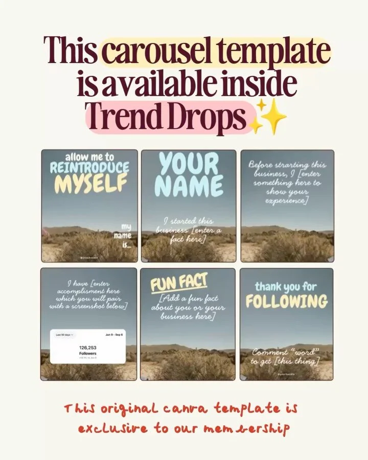 This Carousel template everyone is blowing up my DMs to ask about is available inside @_trend_drops and @yourtemplateclub. ⁠
⁠
This is a great example of what we do: we don&rsquo;t just recreate early trends as Canva templates. We put our own spin on