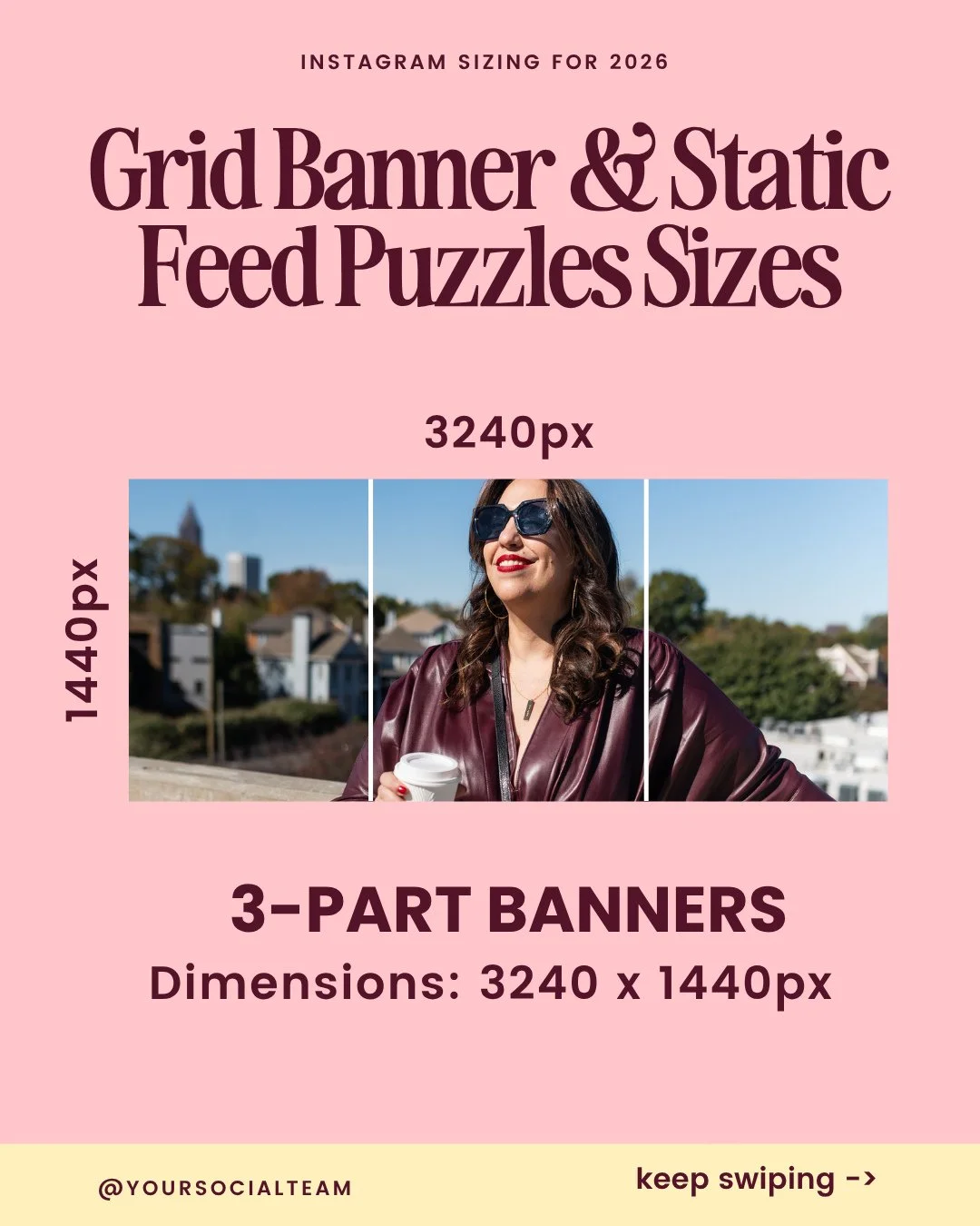 Save this if you have a hard time keeping up with Instagram posting sizes!👀⁠
⁠
Here is how you create perfect banners and puzzles, or static grids, on your Instagram page.⁠
⁠
In Canva: ⁠
⁠
👉 Create your image in the size of the puzzle you want. ⁠
?