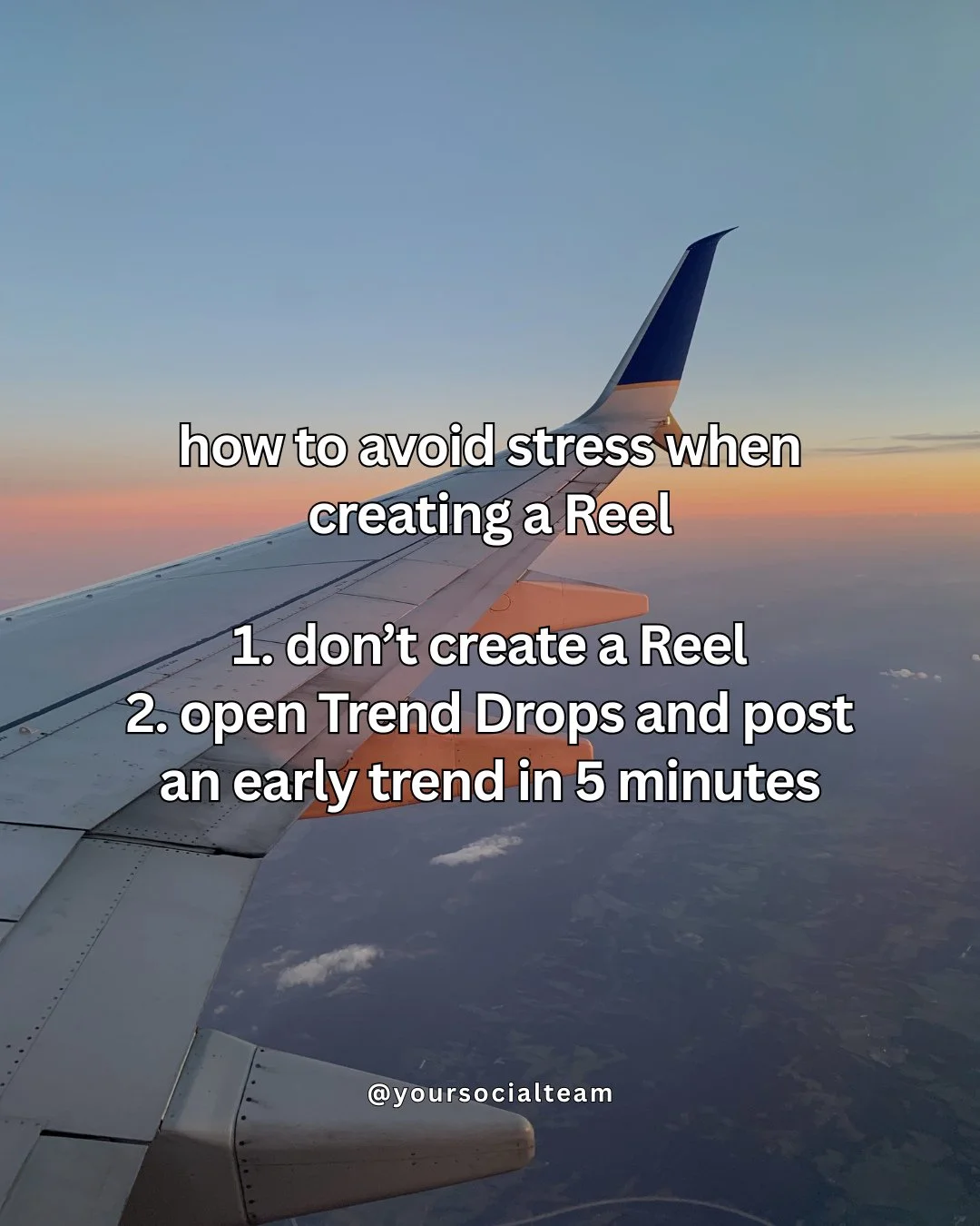 If you're stressed out to have to create a reel, don't. ⁠
⁠
🔥 Comment DROPS for the link to get our trending templates instead. Access current early trends, get new ones every Monday. ⁠
⁠
And if you create a reel, it's because you want to, not becau