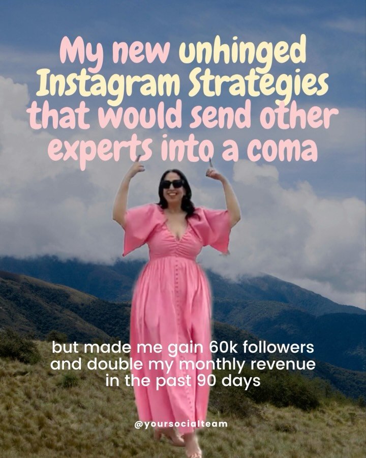 Earlier this year I decided my Instagram strategy needed a complete revamp. And I will be honest, where I landed and the results surprised me too.⁠
⁠
So here are my absolutely unhinged Instagram strategies that would send experts into a coma...⁠
⁠
..