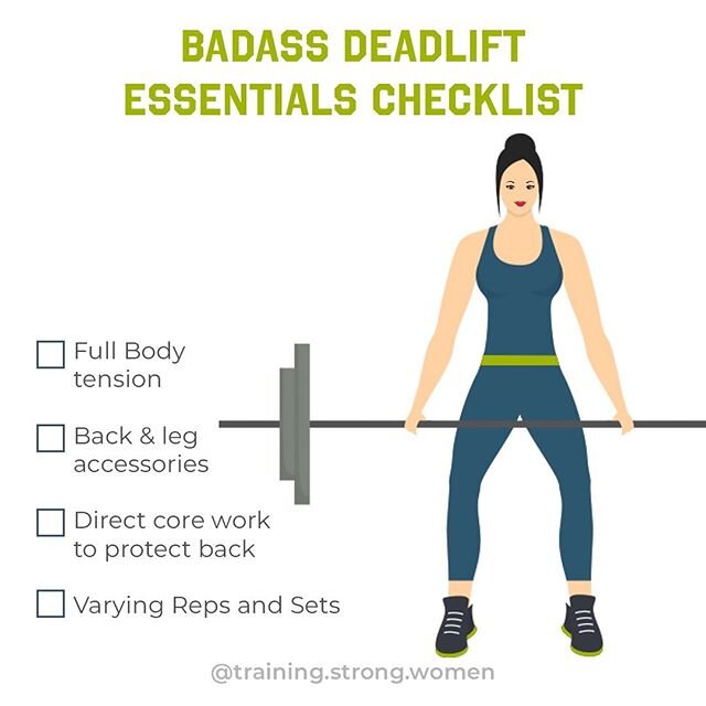 Give me a 💪🏻 if you want a badass deadlift!⠀
⠀
Deadlifts are amazing for your confidence! Very few things are more empowering than lifting a heavy weight off the ground! ⠀
⠀
Deadlifts are the most common barbell lift with my clients! They walk up t