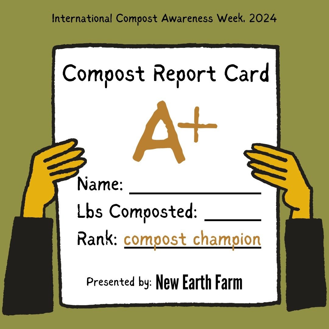 Report cards just came in and you got an A+ in community composting, something that is both normal to want and possible to achieve! (actually though). Fill out your composting report card (find your lbs diverted in the customer portal), share it with