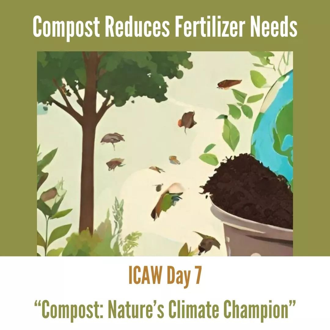 Day 7! Compost feeds the soil and slowly releases nutrients over time. Compost improves soil water holding capacity, decreases the need for synthetic fertilizers by slowly releasing nutrients over time, and enhances healthy soil conditions to increas