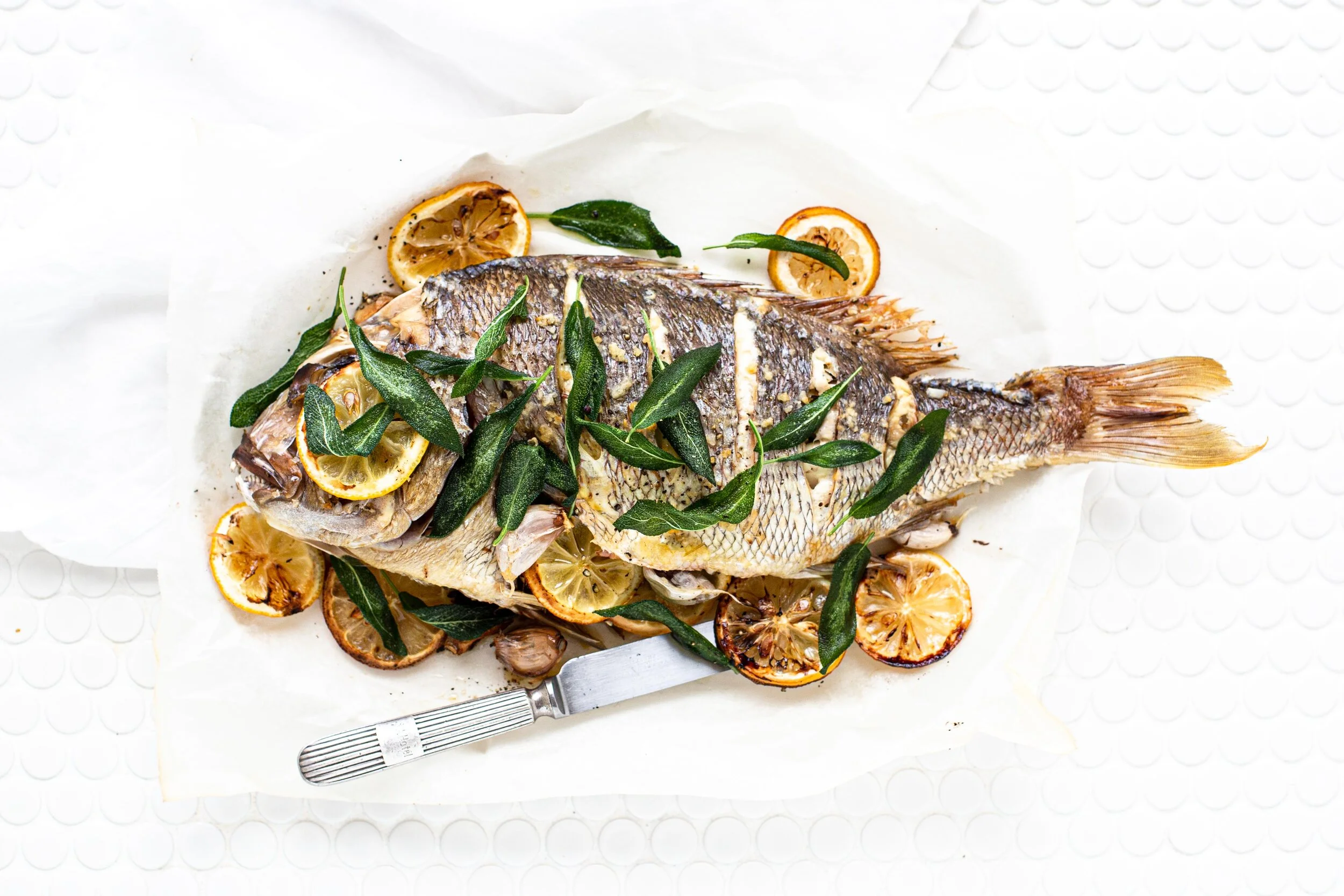 Whole Baked Baby Snapper with Lemon, Garlic & Sage — Angelakis Bros