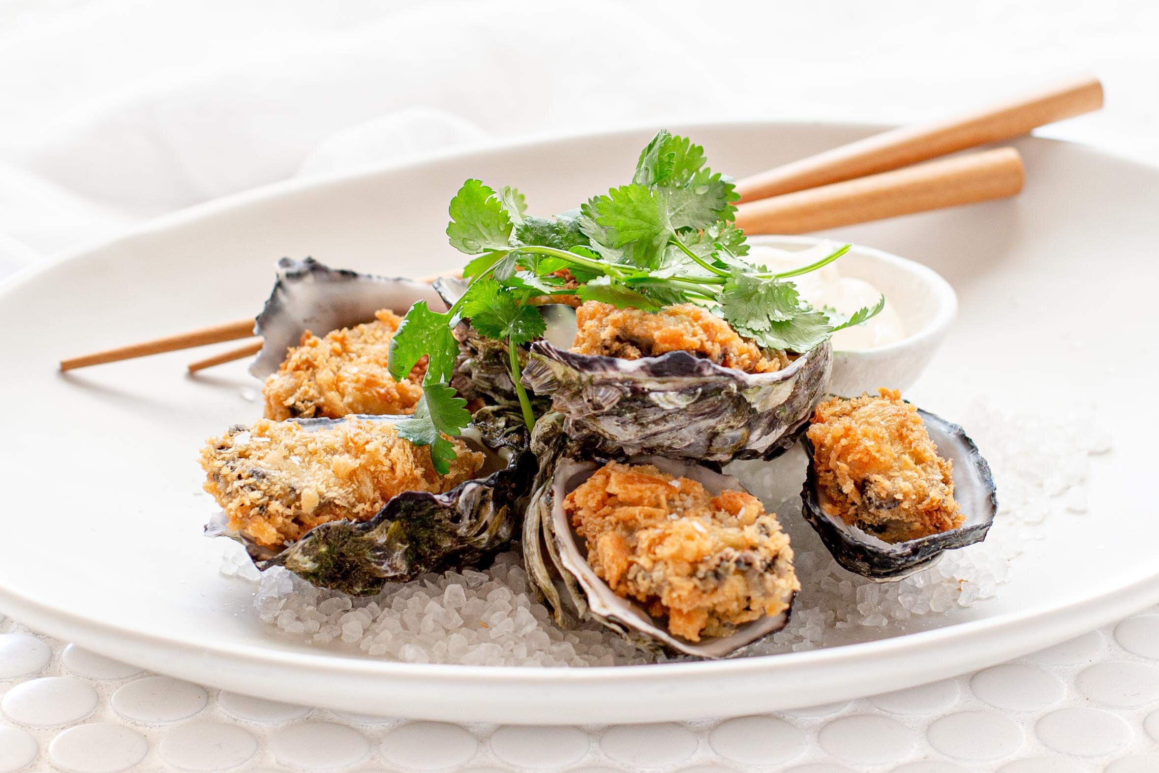 Panko Crumbed Coffin Bay Oysters with Wasabi Mayonnaise — Angelakis Bros
