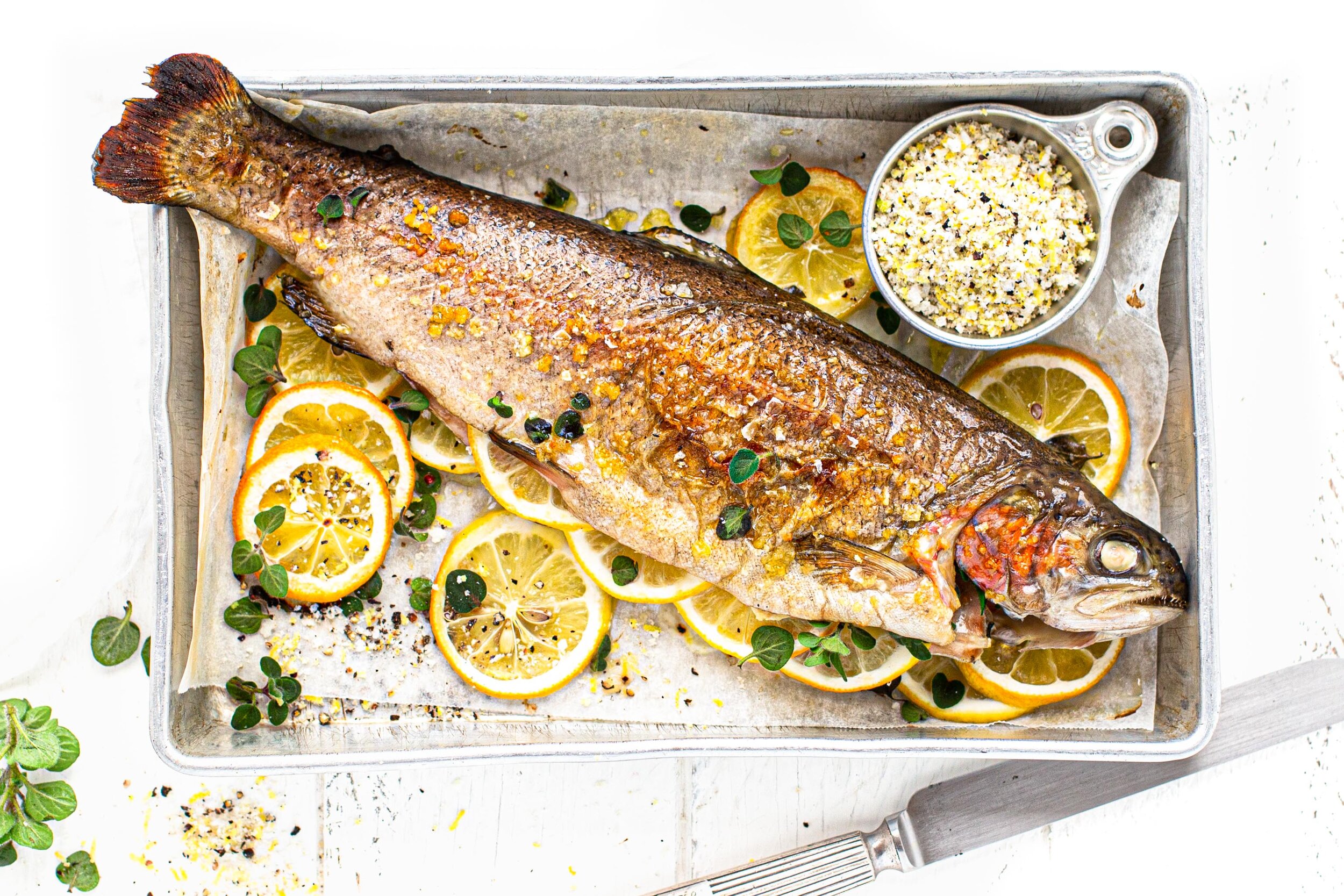 Whole Baked Rainbow Trout With Oregano
