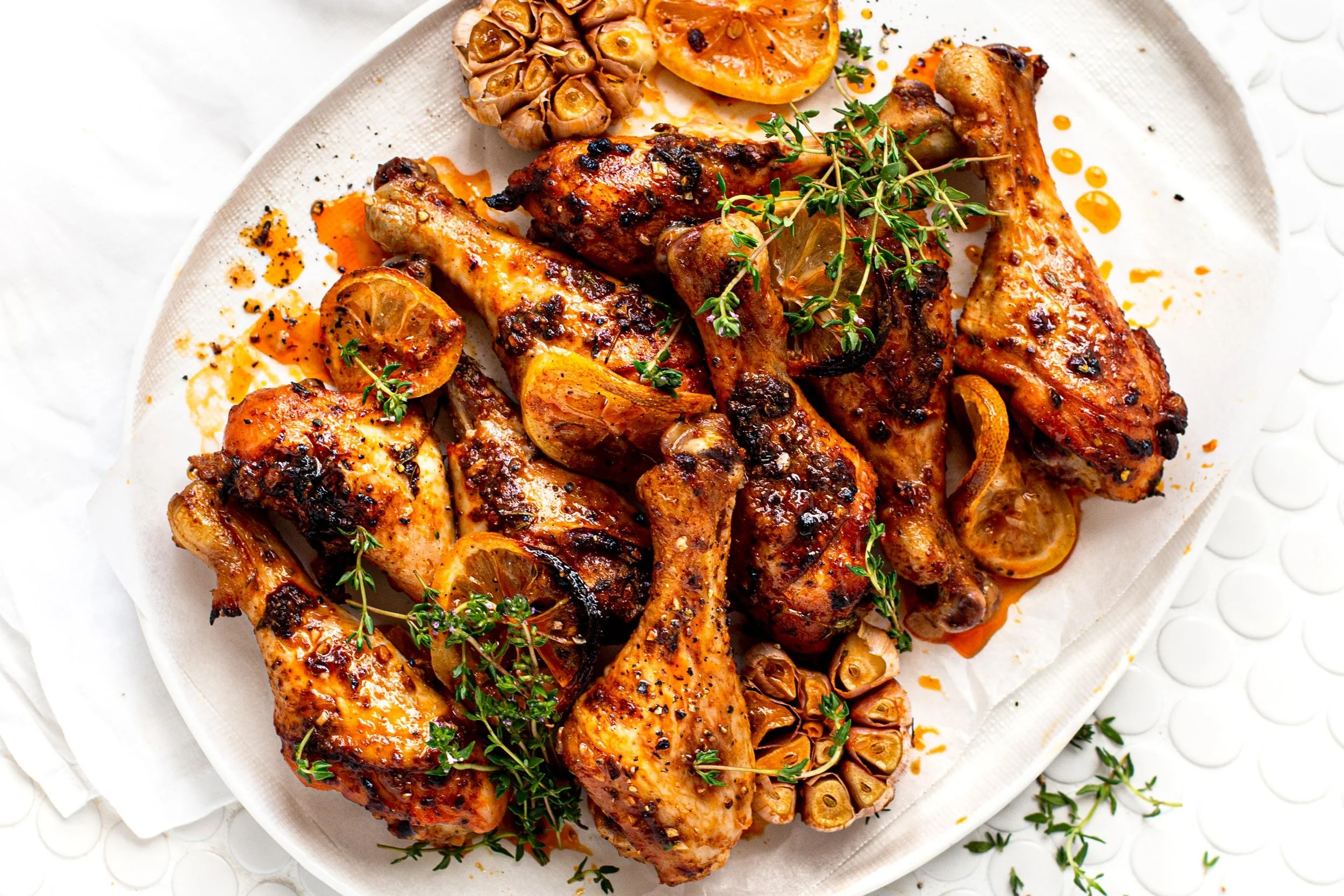 Baked Garlic, Lemon & Thyme Chicken Drumsticks — Angelakis Bros