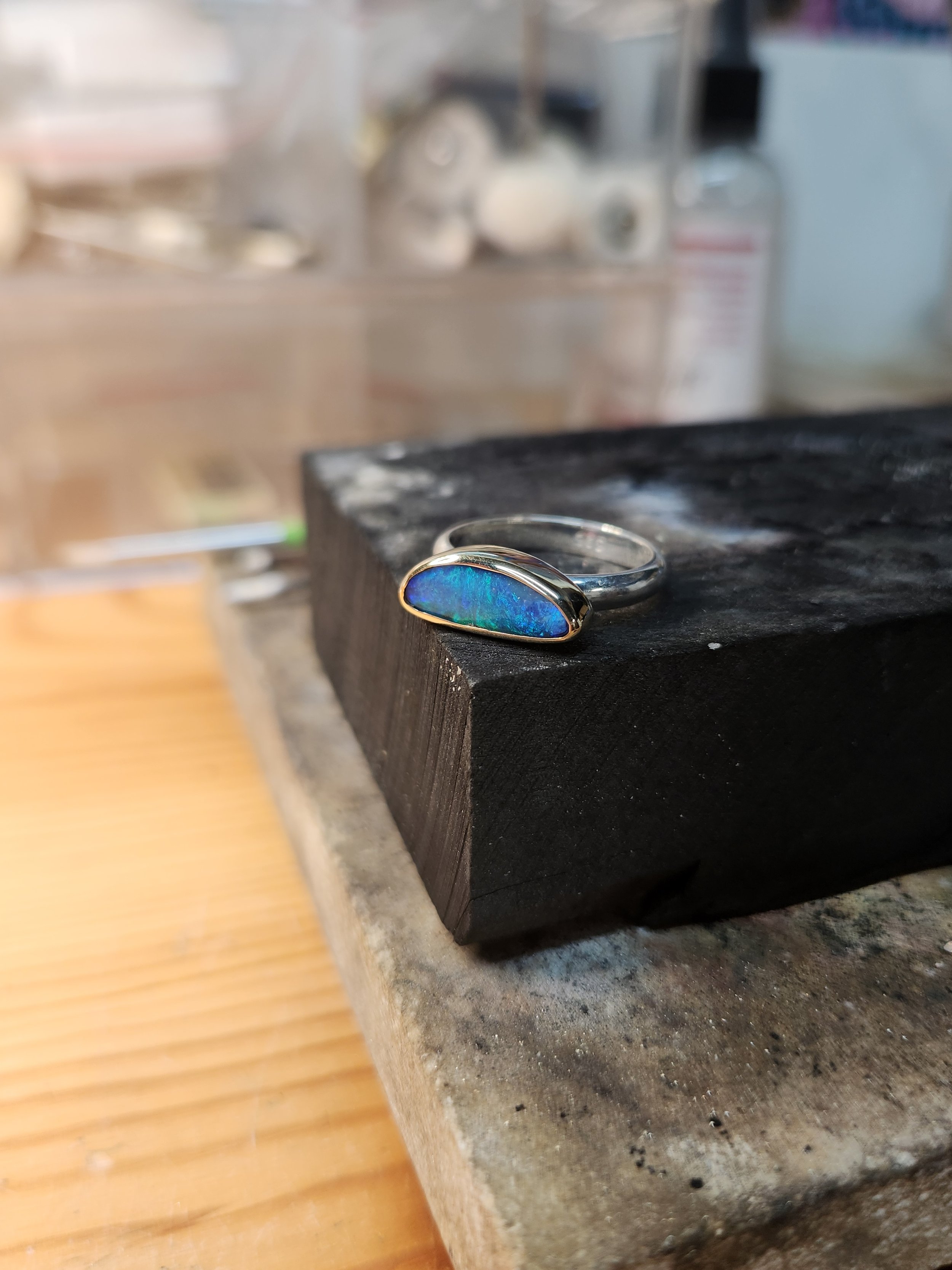 Boulder opal ring