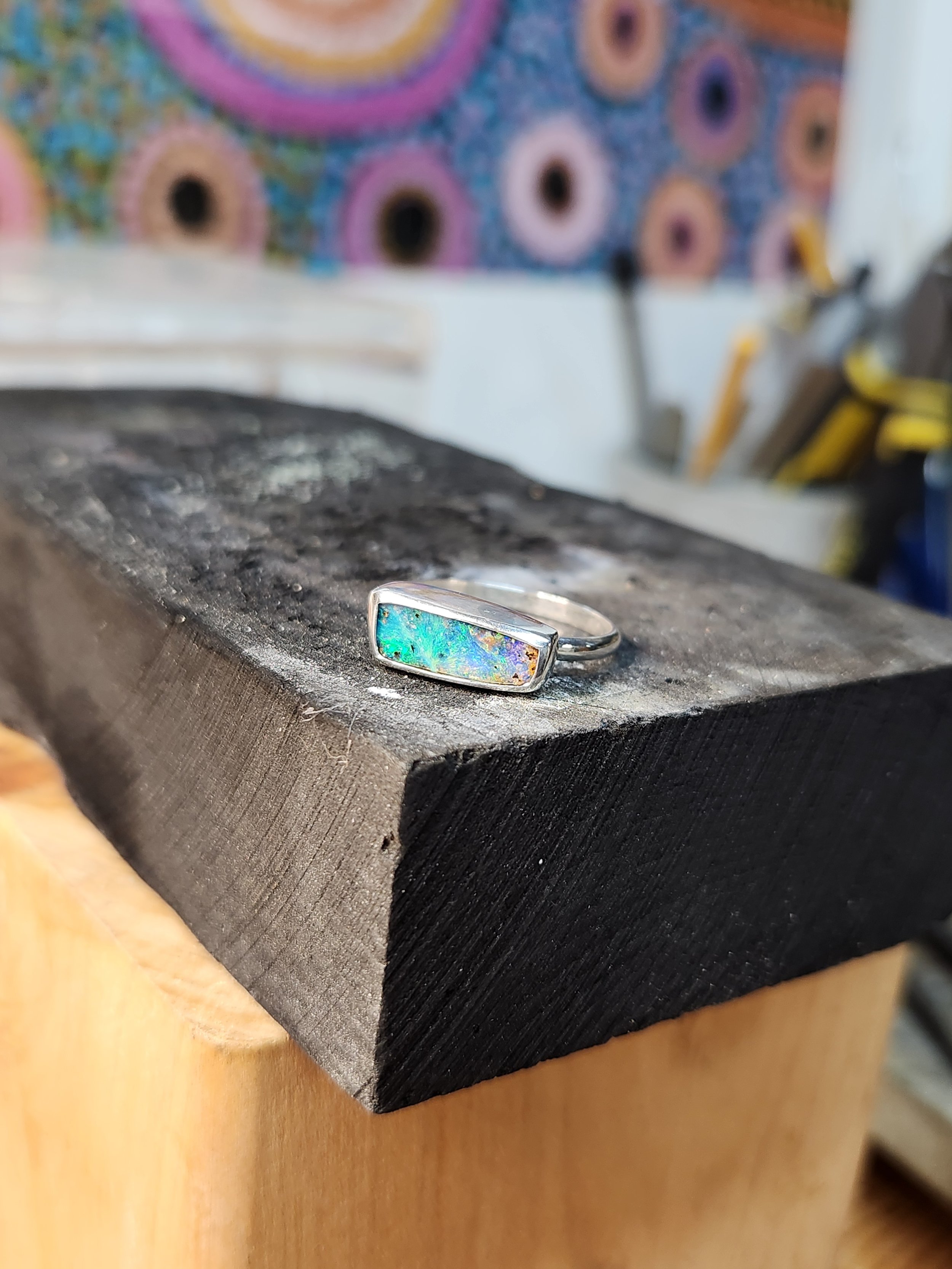 Boulder opal ring