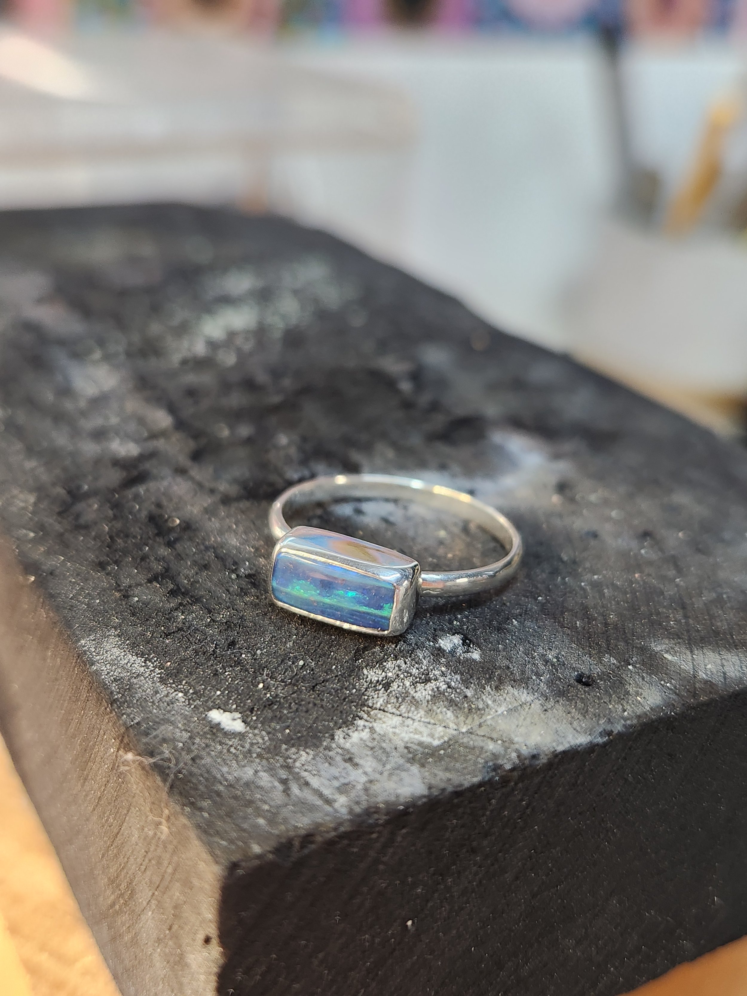 Boulder opal ring
