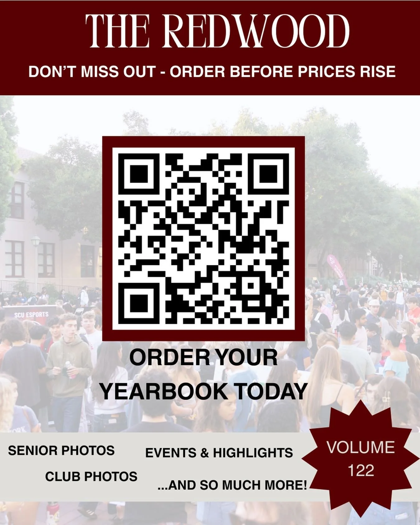 Order your yearbook now before the price increases! 📚📸

Prices will go up in March. 

#scuredwood #redwood #yearbook #ordernow