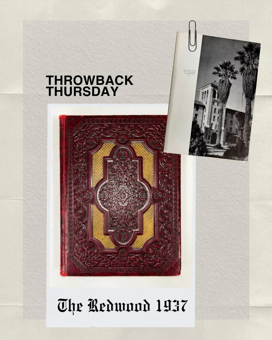 Take a look at one of The Redwood&rsquo;s oldest archives from 1937!

🌲The Redwood Yearbook works to capture the story and vibe of every year, providing students and alumni with memories that last a lifetime.

📕 A Interested in purchasing an old vo
