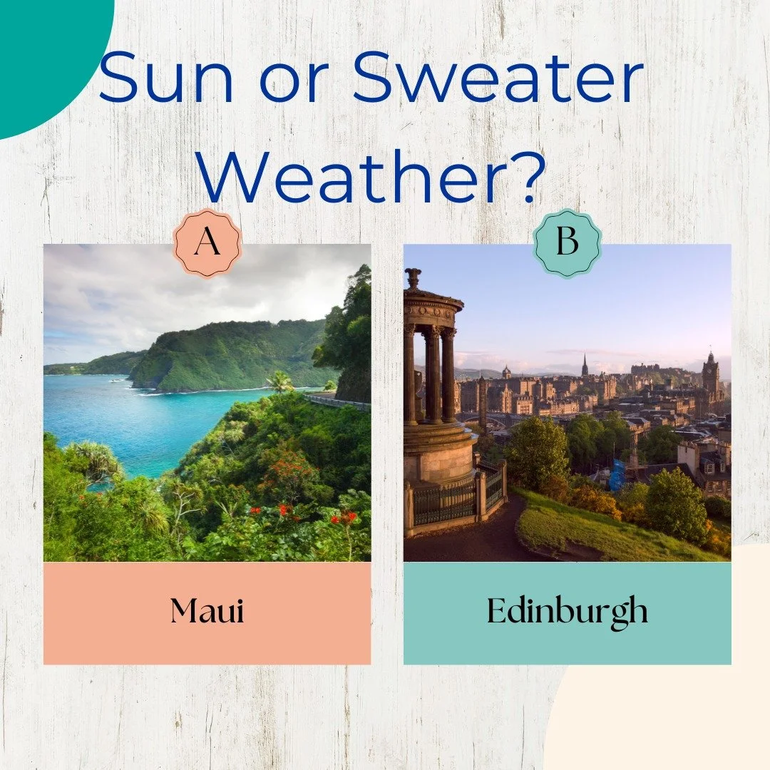 Can&rsquo;t decide between sun or sweater weather?⁣
⁣
This week&rsquo;s blog features both&mdash;pairing laid-back luxury in Maui with cozy charm in Edinburgh, perfect for an autumn reset.⁣
Fall is full of travel sweet spots, and these two deliver.⁣
